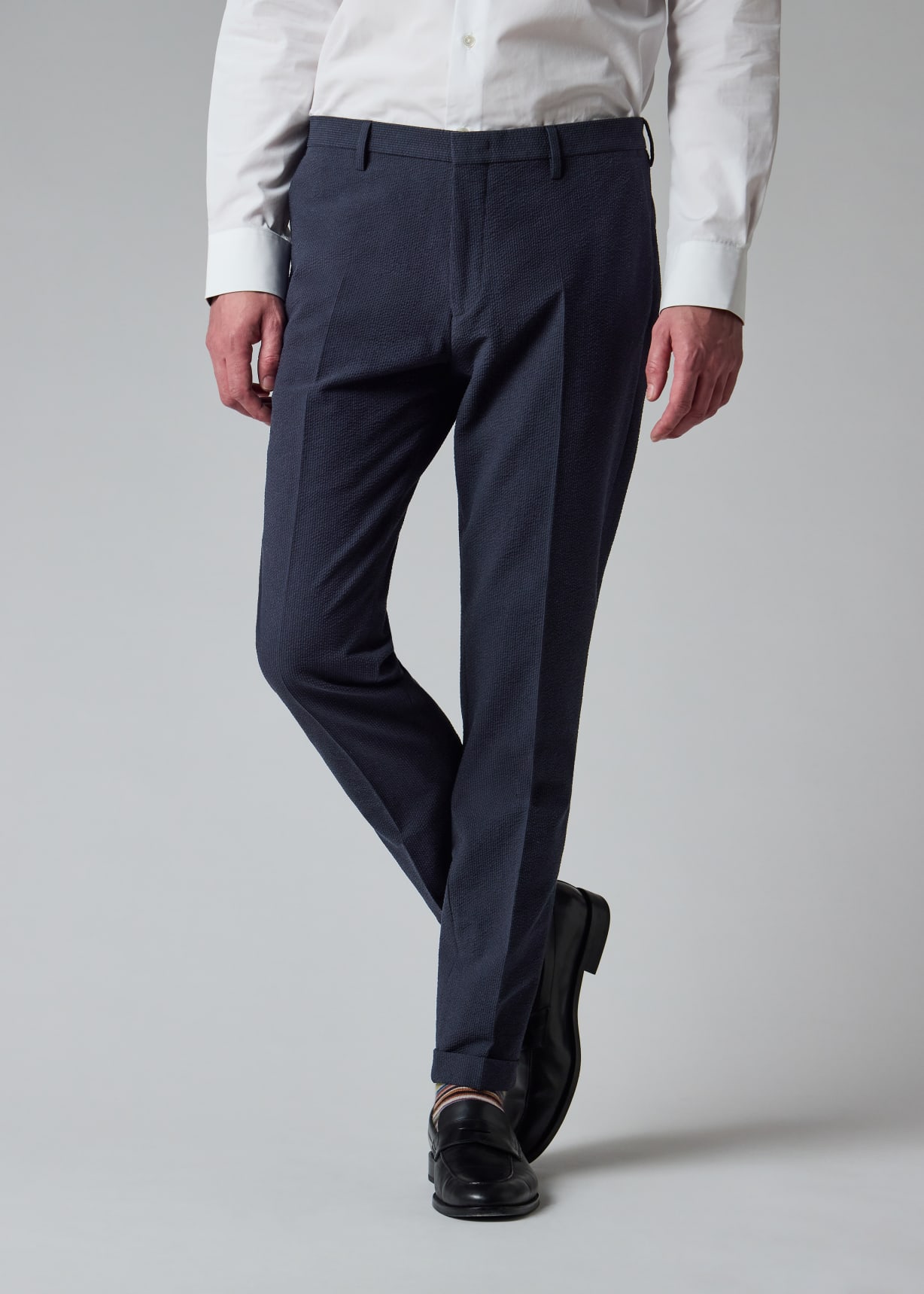 Paul Smith ショーライン セットアップ Men's Navy Cotton-Blend Seersucker Stripe Suit