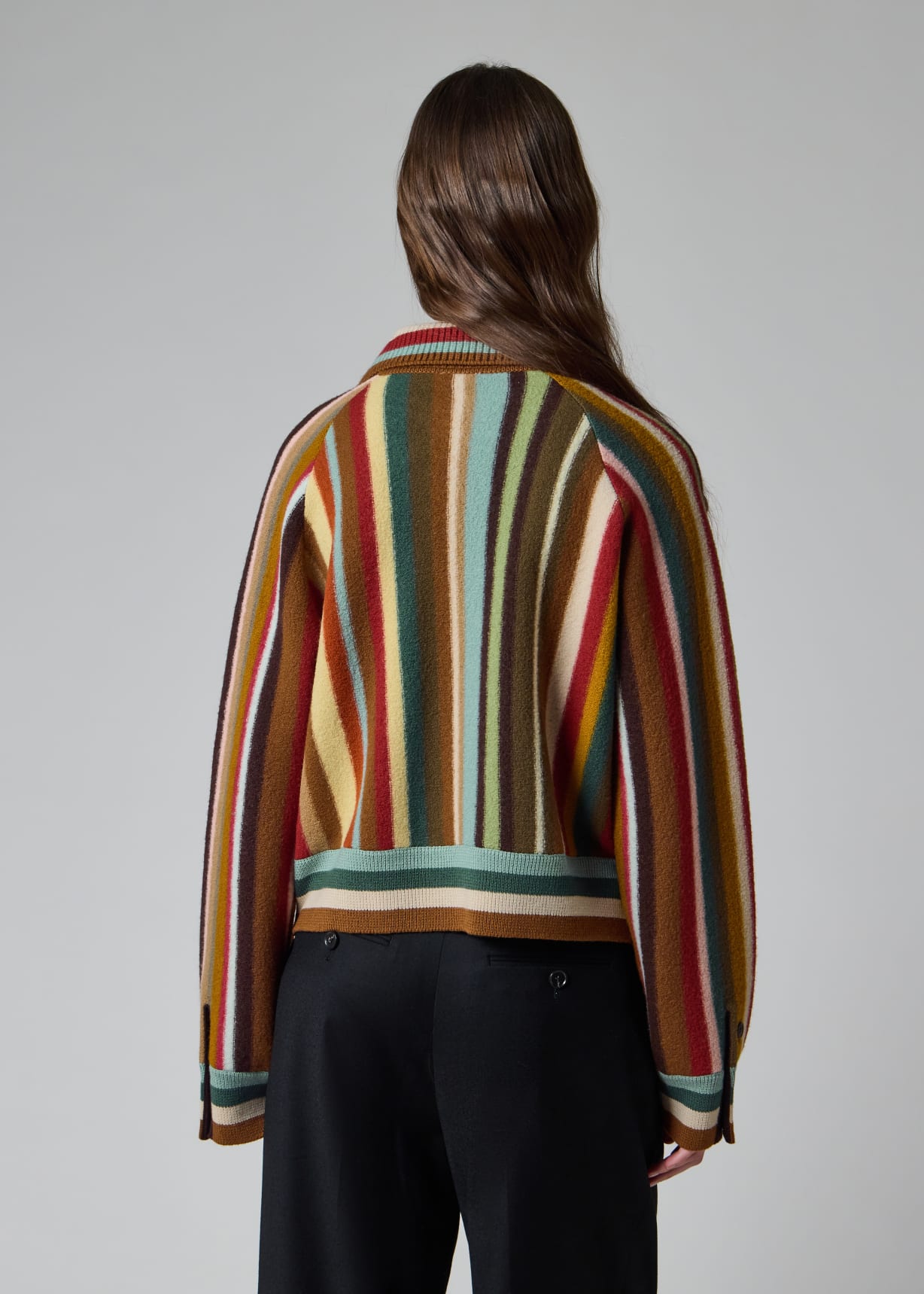 y 美品 Paul Smith Savile Clifford 裏地総柄 Women's Merino Wool 'Signature Stripe' Cardigan Paul Smith