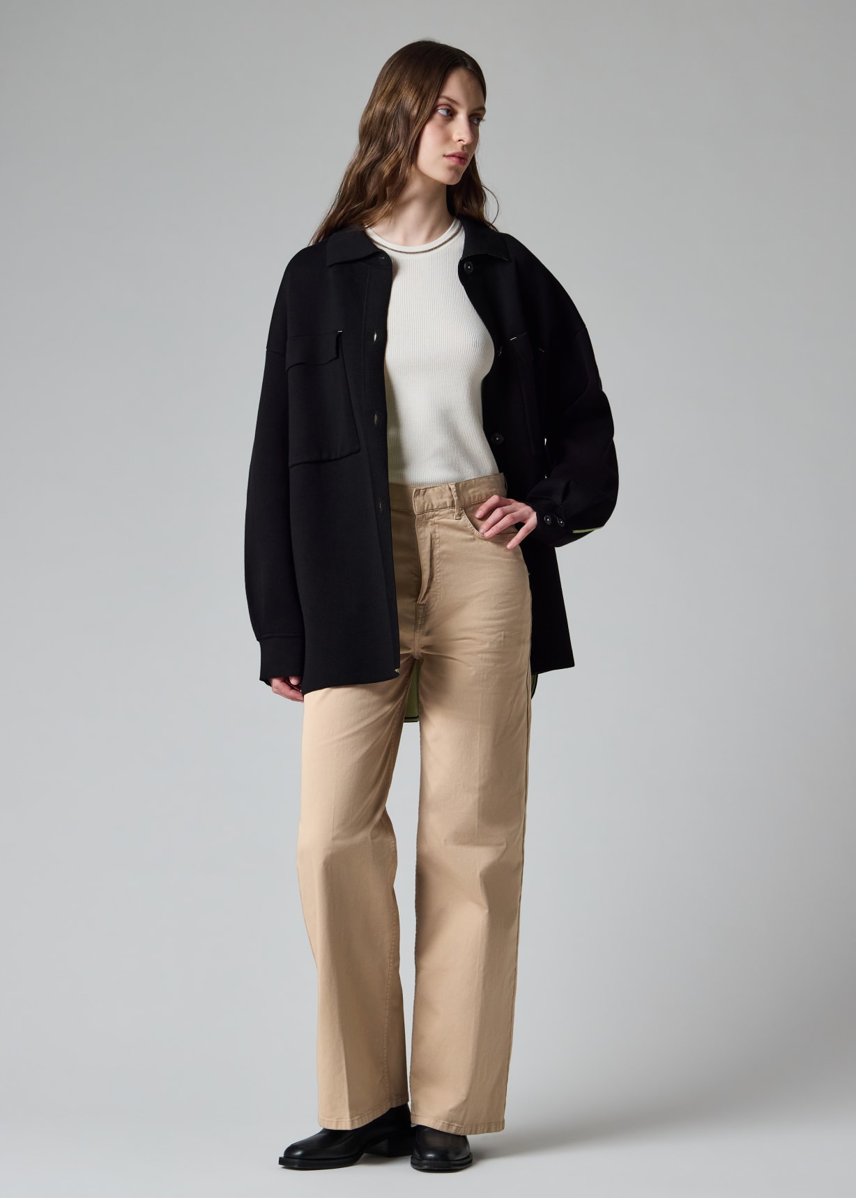 Women's Navy Double-Faced Knit Overshirt