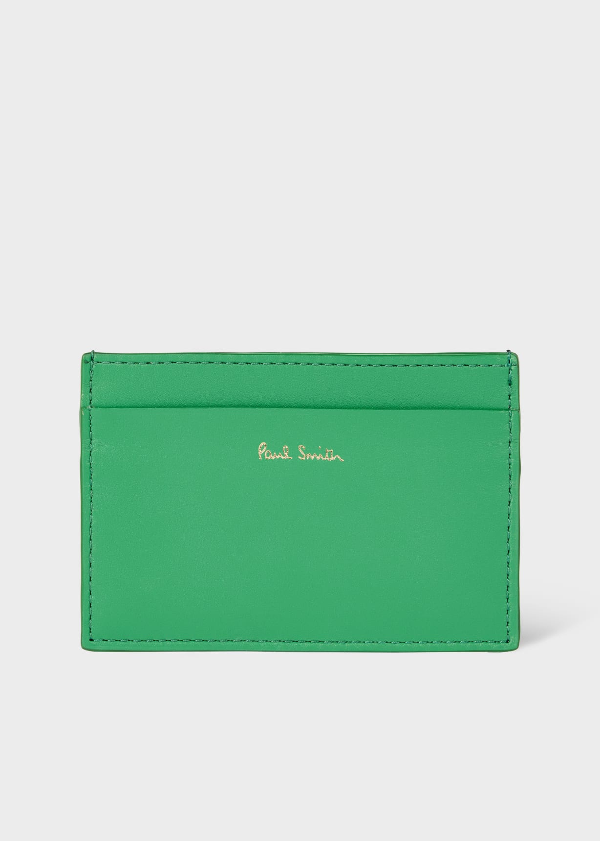 Green Leather 'Signature Stripe' Card Holder