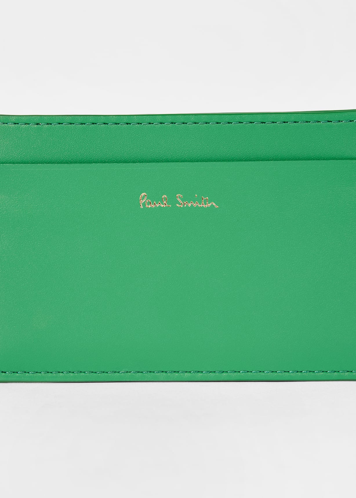 Green Leather 'Signature Stripe' Card Holder