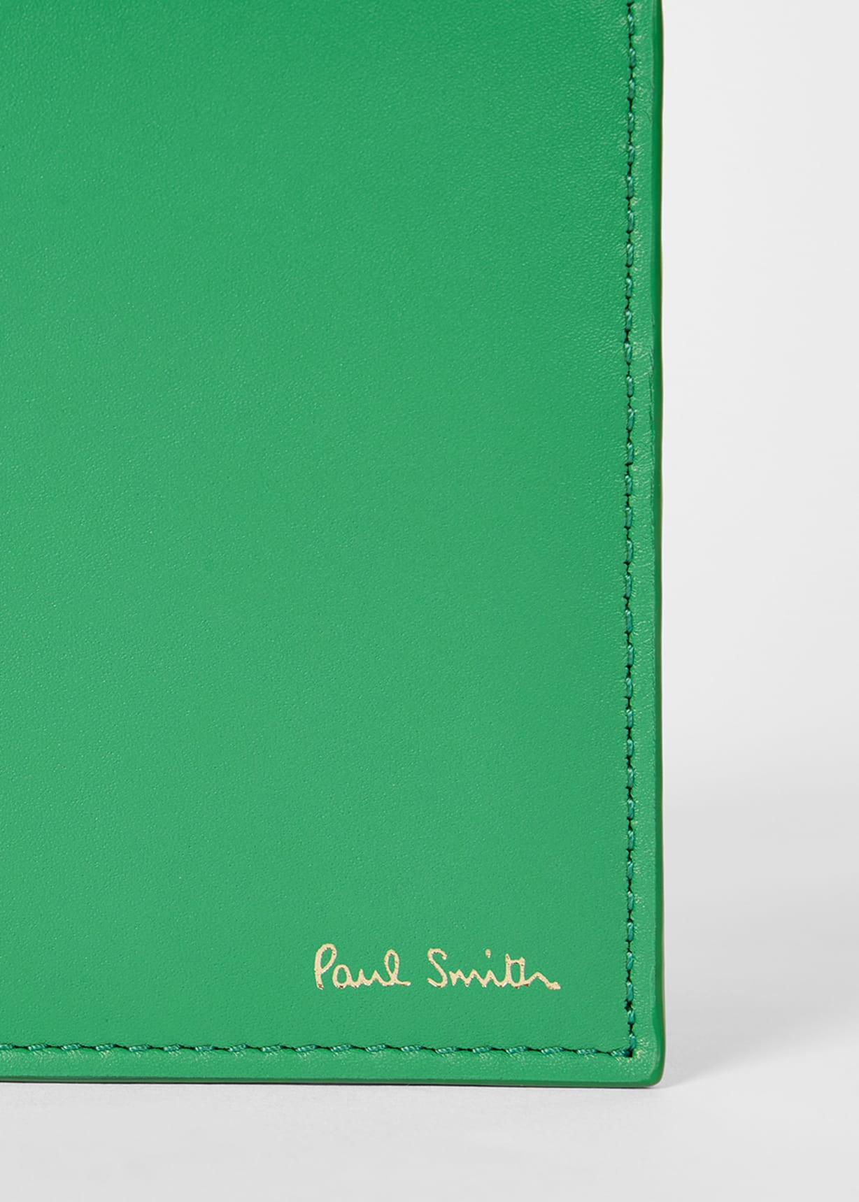 Green Leather 'Signature Stripe' Interior Billfold Wallet