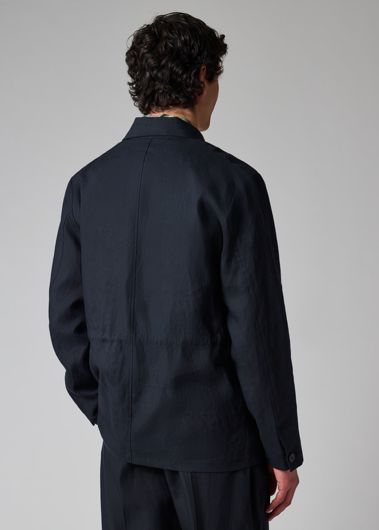 Men's Navy Linen Field Jacket