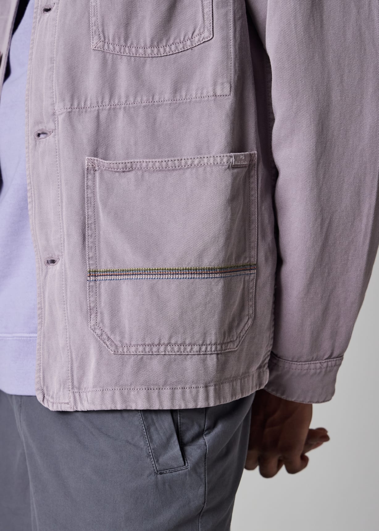 Men's Lilac Cotton-Linen Work Jacket