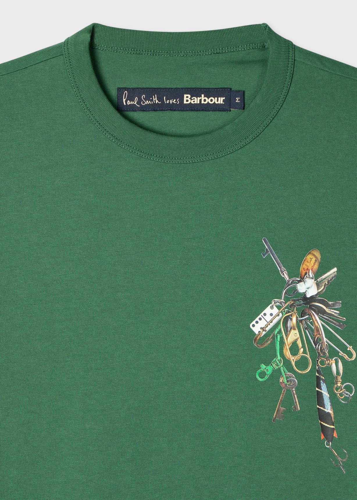 【限定品】Paul Smith × Barbour Tシャツ S Paul Smith loves Barbour - Green Key Print T-Shirt
