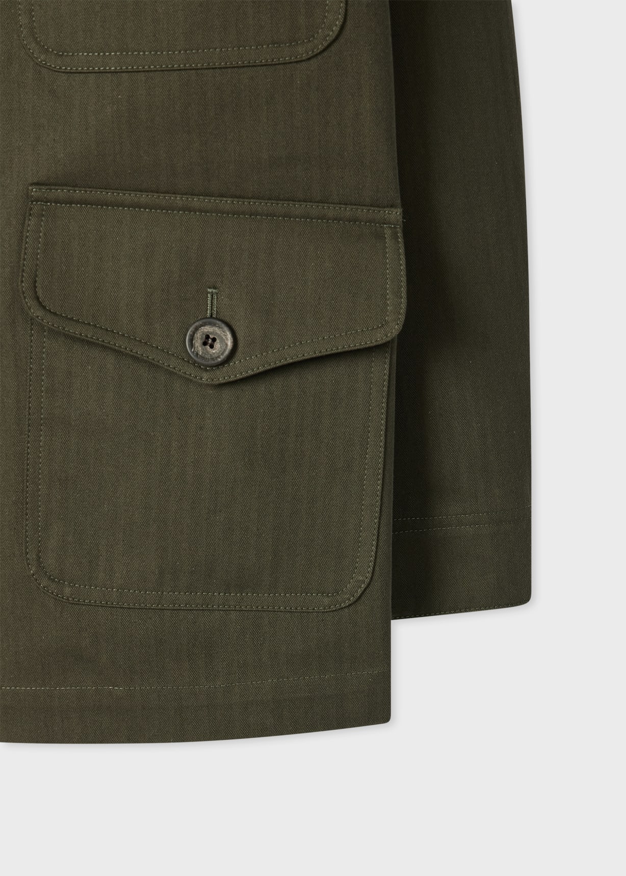 Khaki Cotton Herringbone Field Jacket