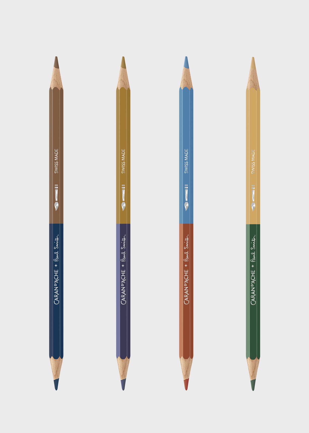 Caran d'Ache + Paul Smith - Set of 12 BICOLOR Pencils and Brush