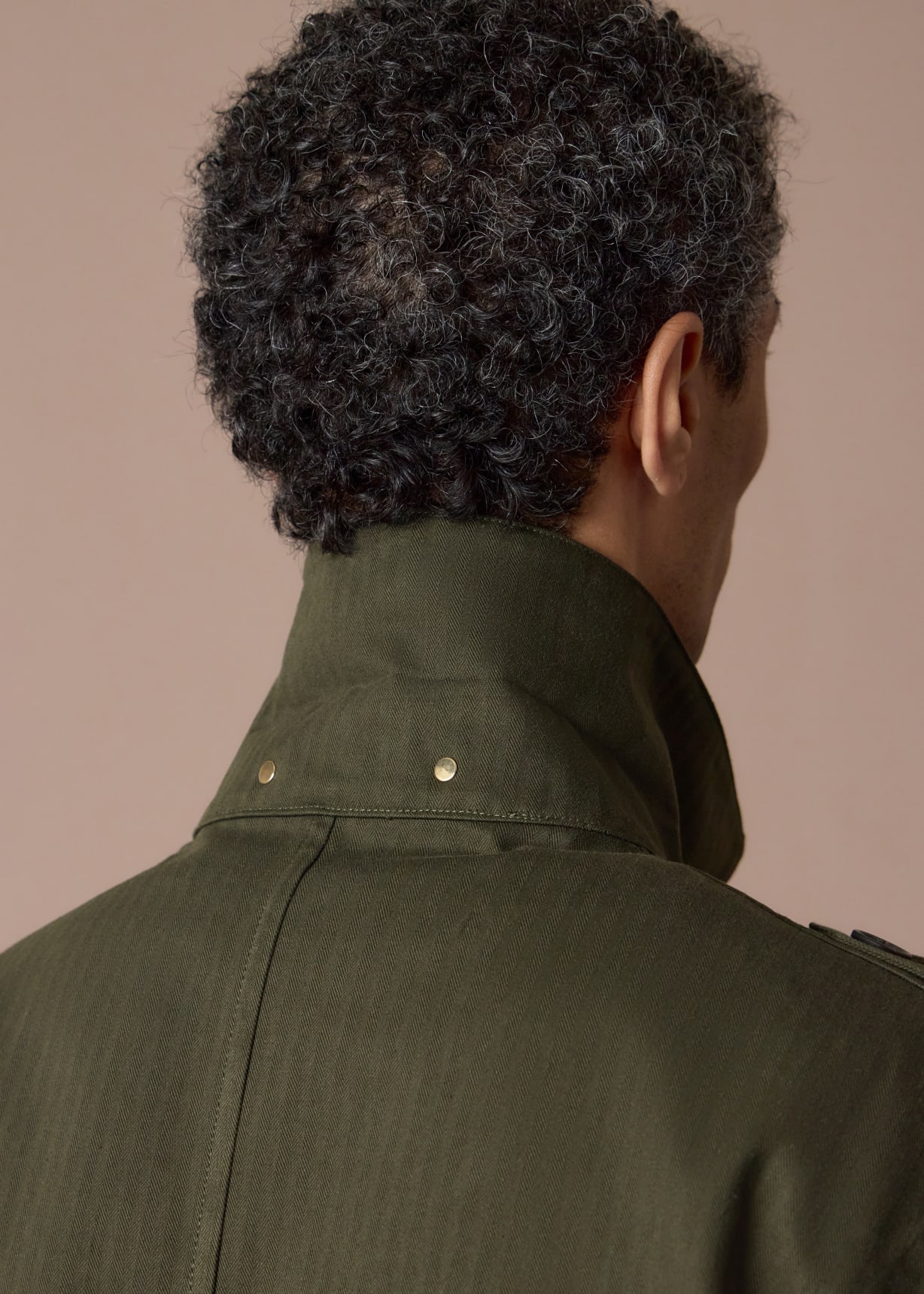 Khaki Cotton Herringbone Field Jacket