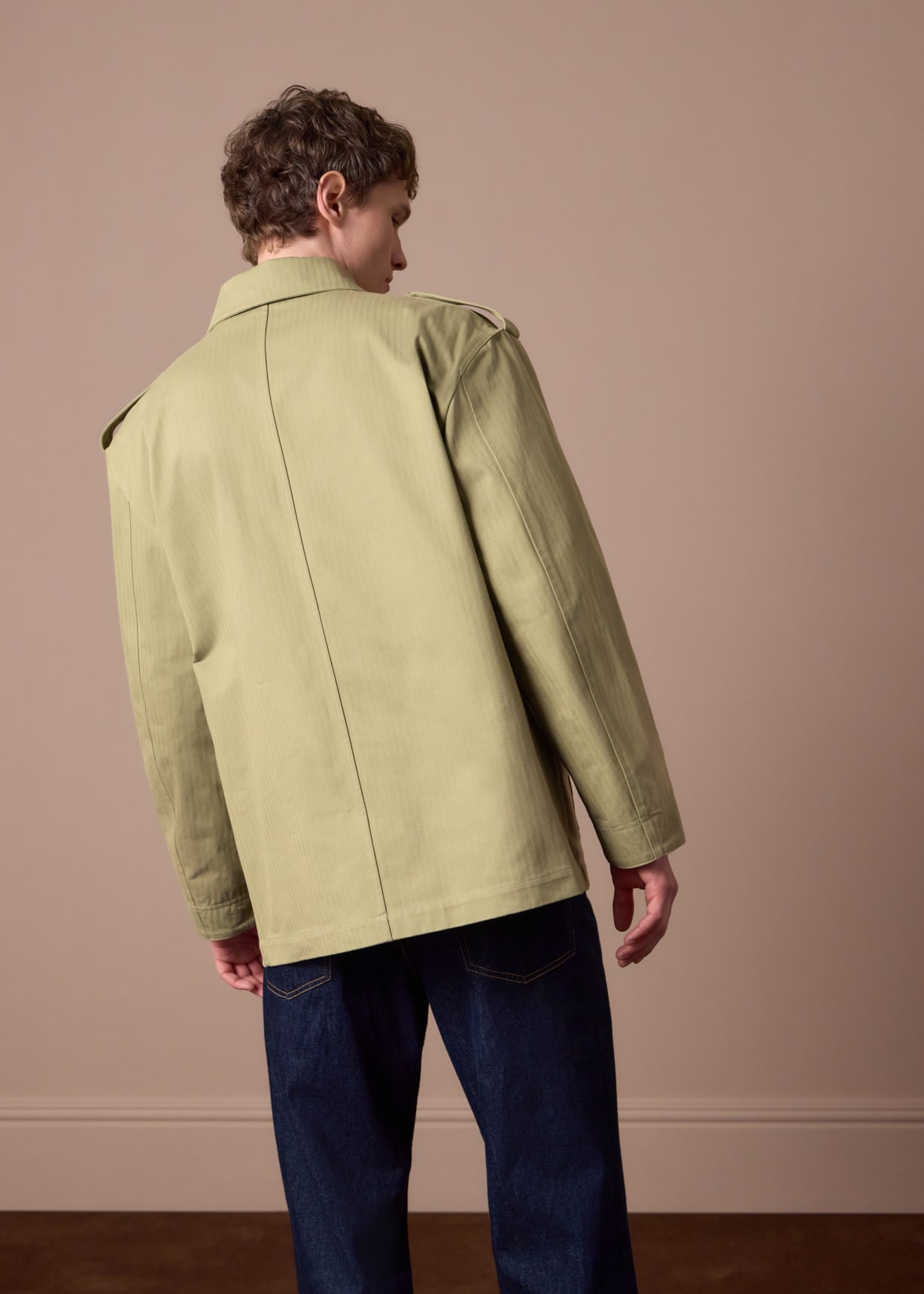 Stone Cotton Herringbone Field Jacket