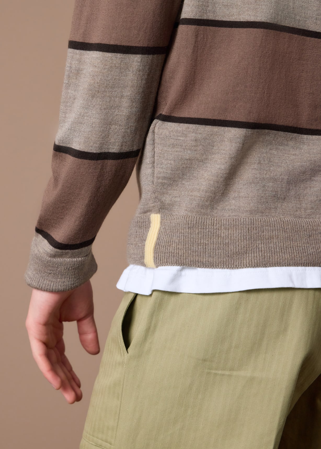Brown Merino Wool Stripe Rugby