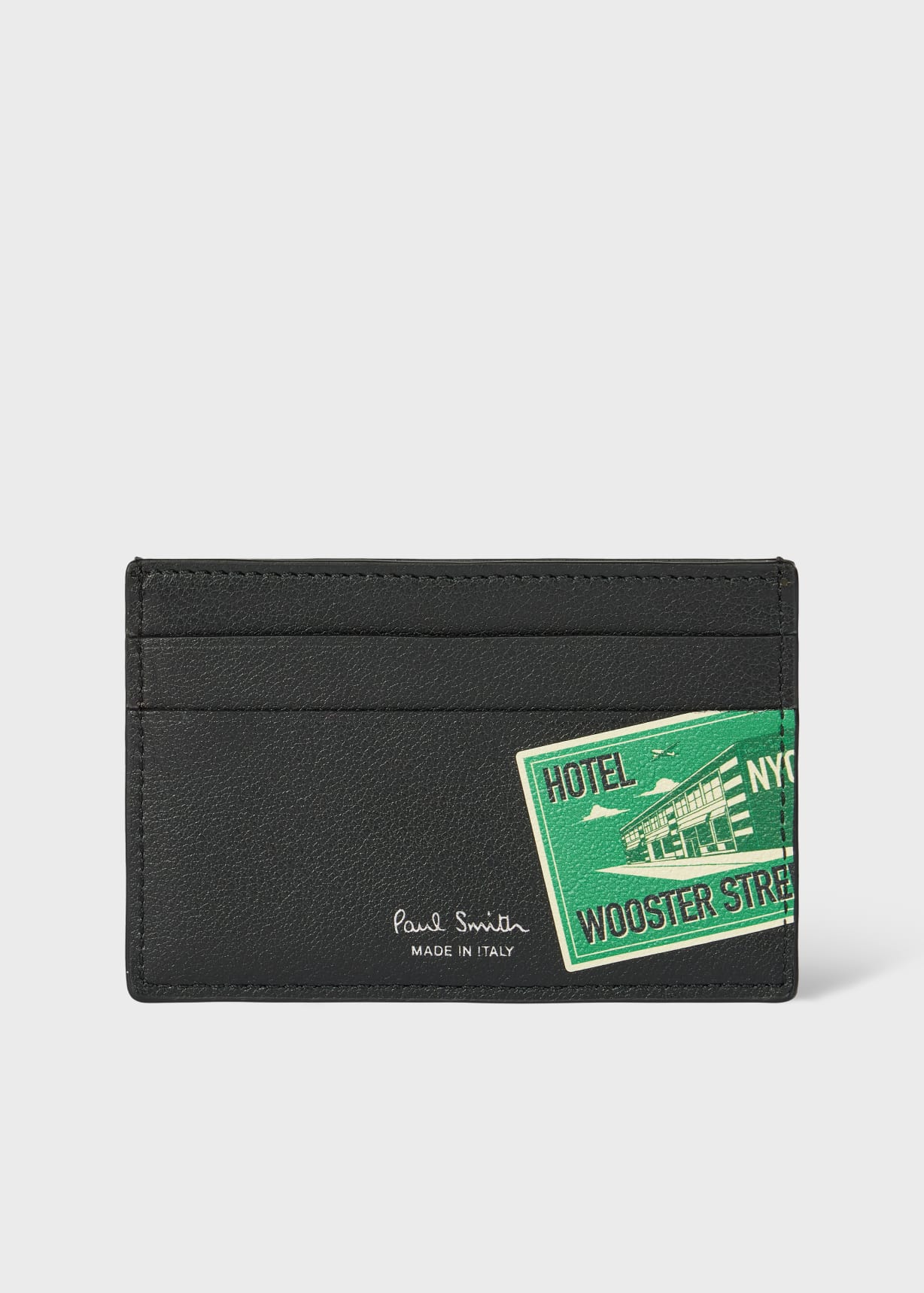 Men's Black 'Hotel Stickers' Credit Card Holder