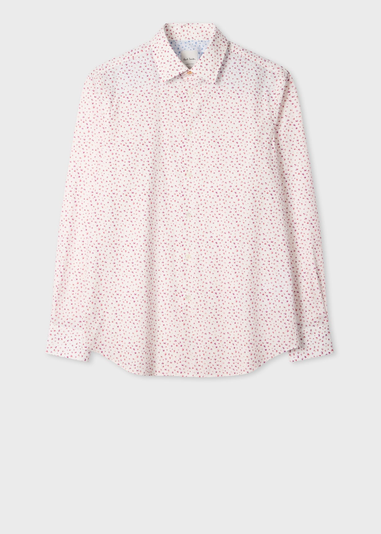 Regular-Fit Pink Ditsy Floral Print Shirt