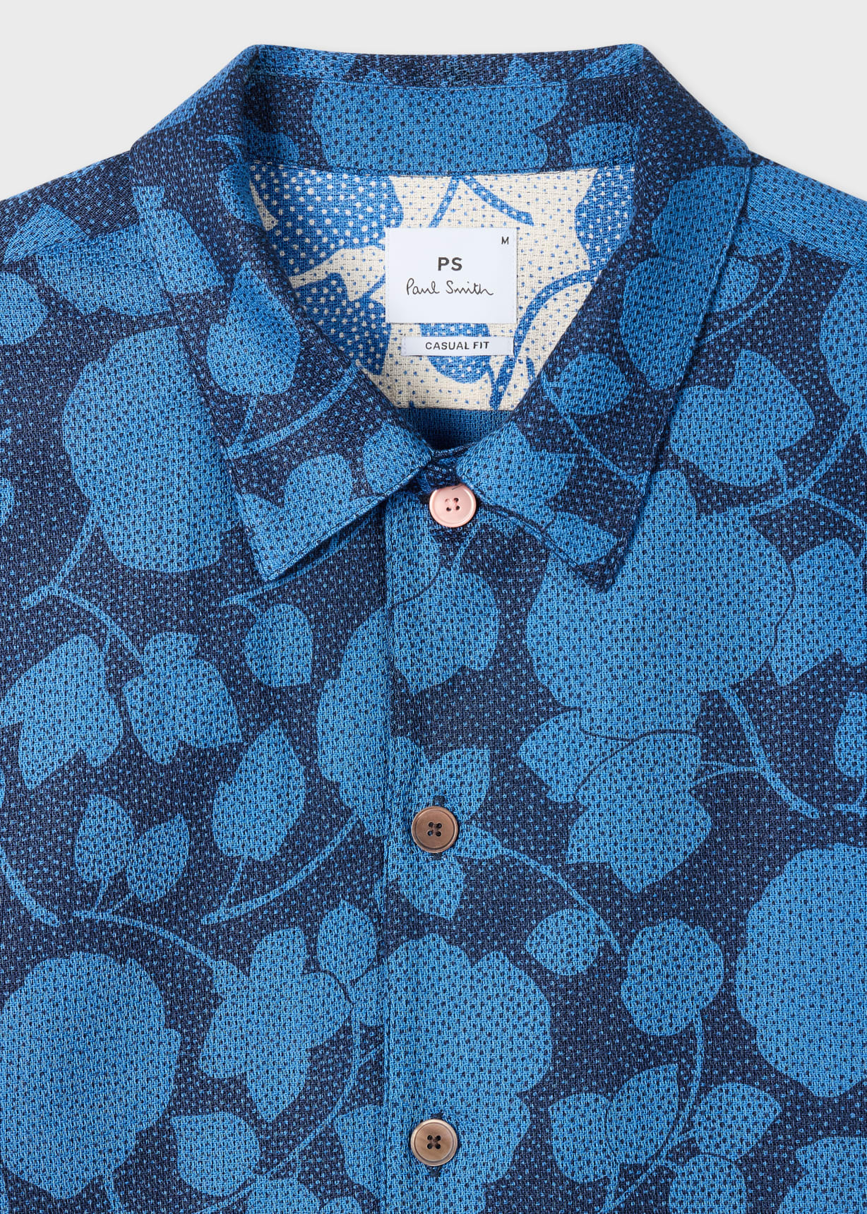 Men's Navy 'Perforated Floral' Cotton Shirt