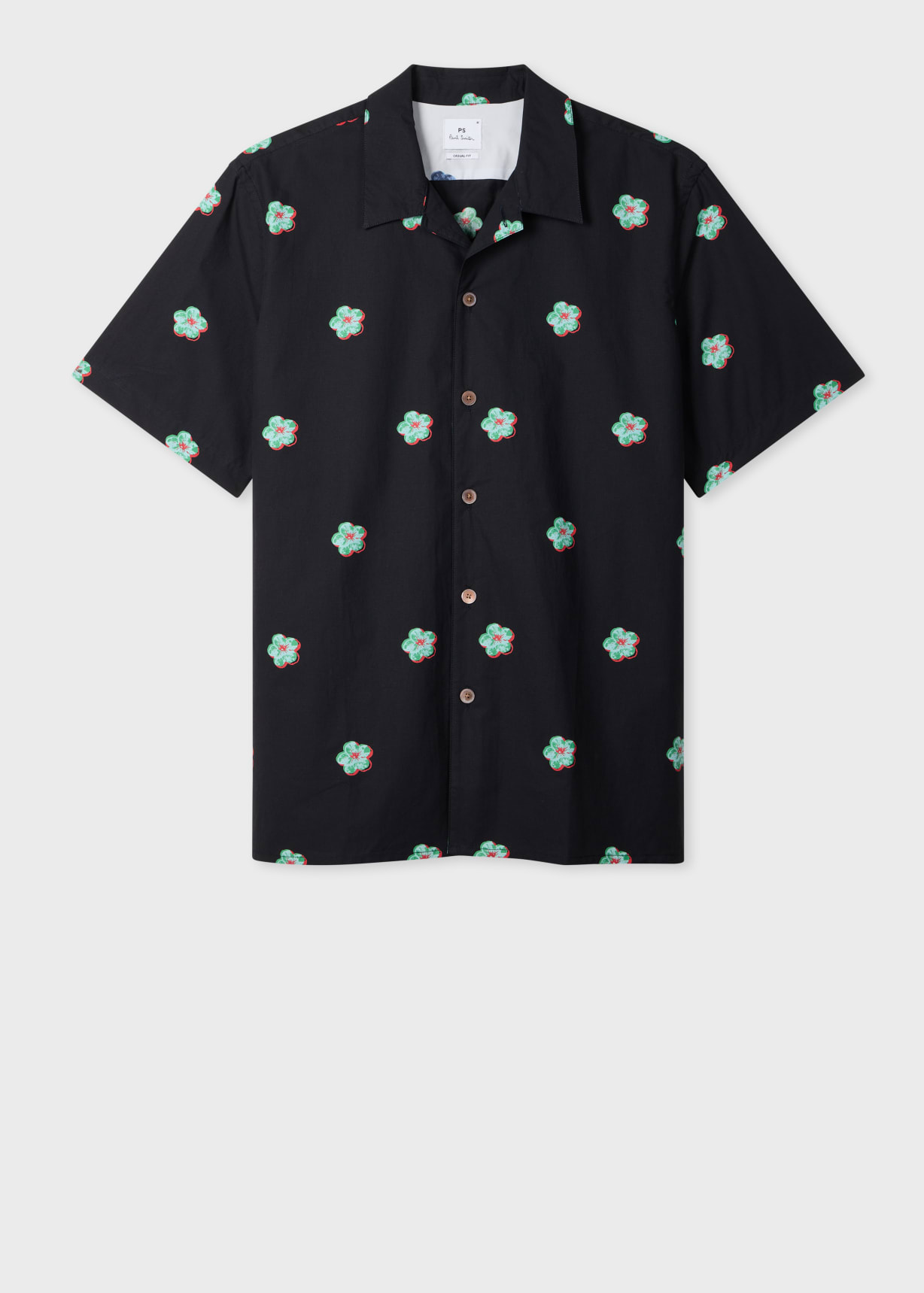Paul Smith Floral Print イージーパンツ ブラック M Men's Black 'Zine Floral' Print Cotton Shirt