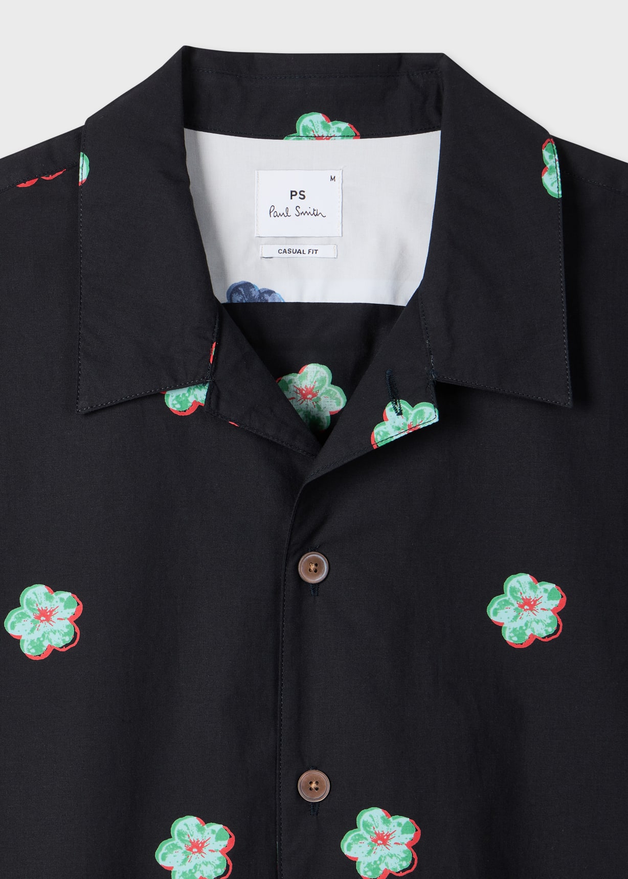 Men's Black 'Zine Floral' Print Cotton Shirt