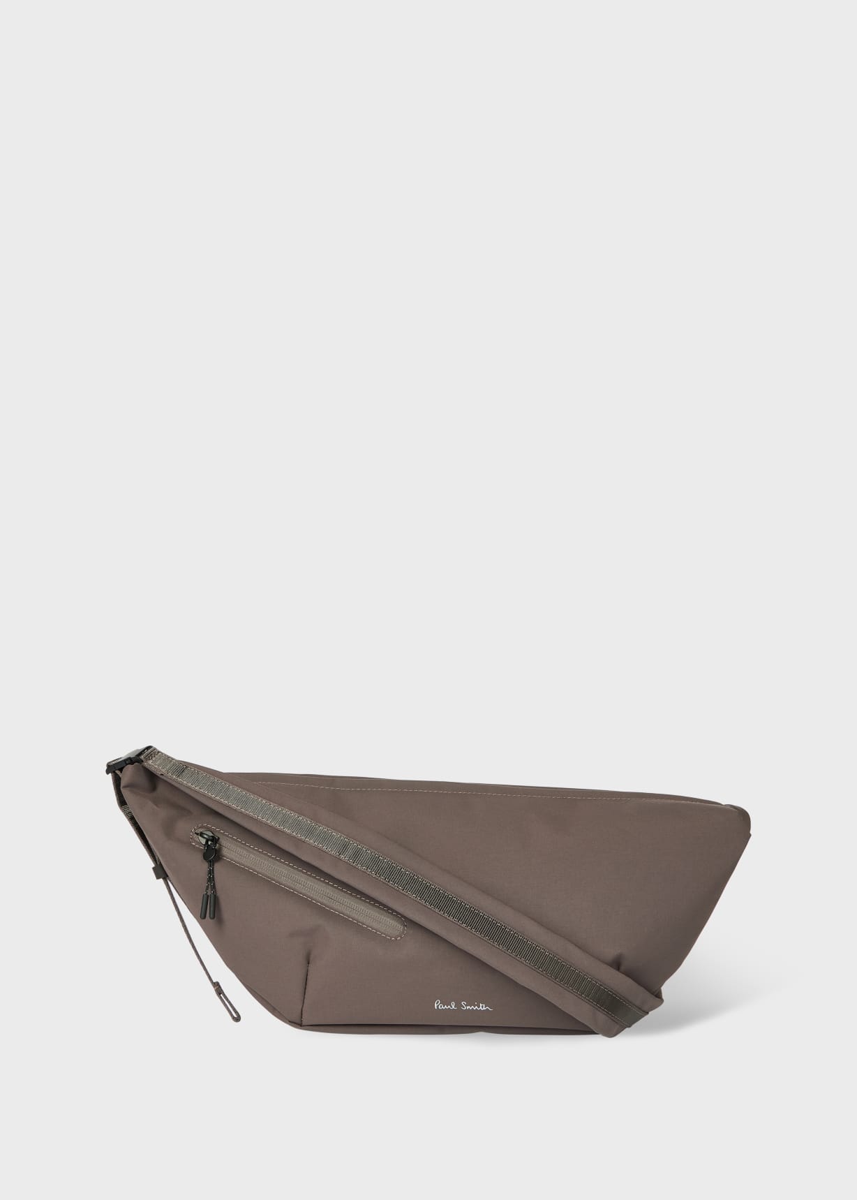 Mauve Nylon Sling Cross Body Bag with Leather Trims