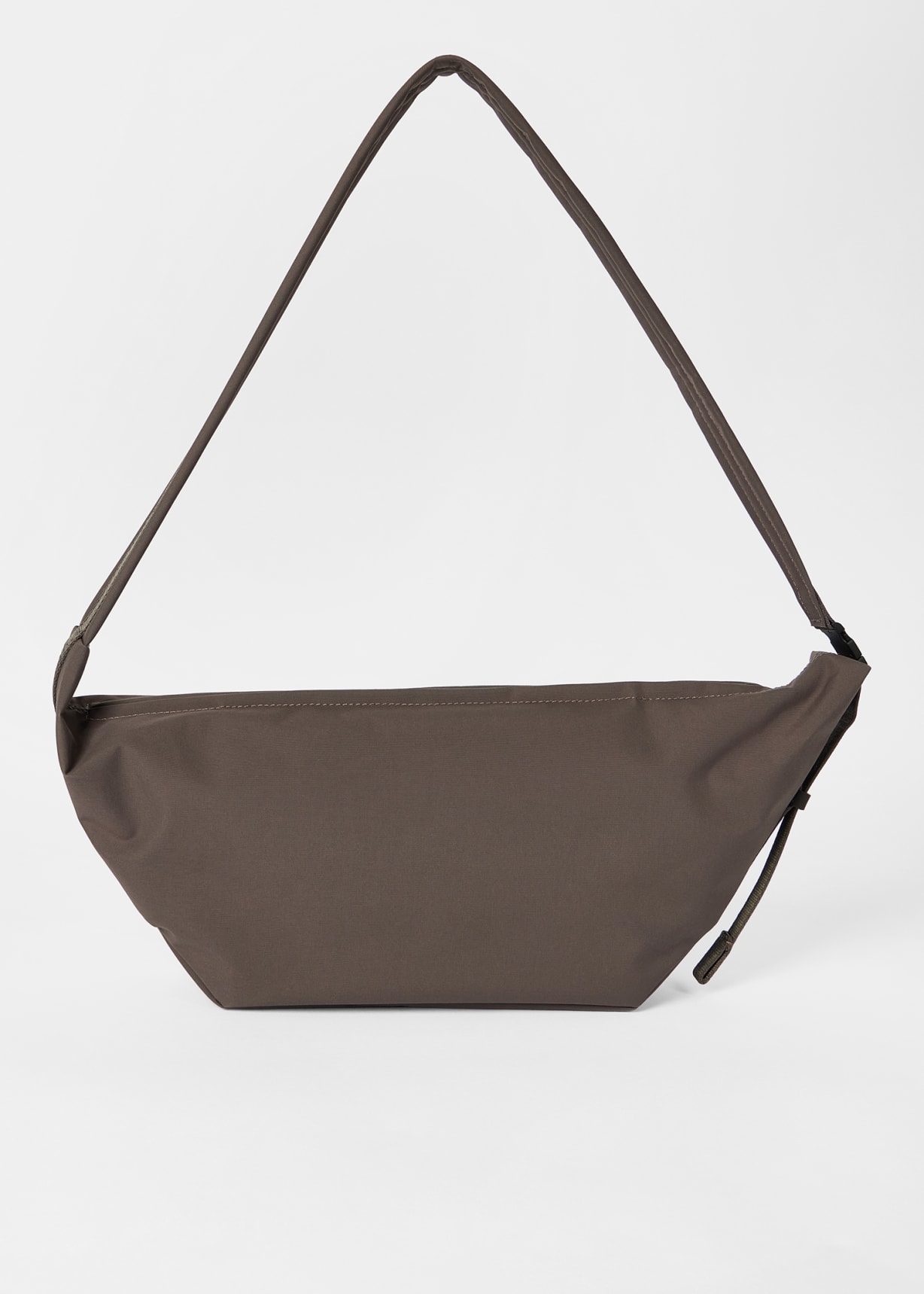 Mauve Nylon Sling Cross Body Bag with Leather Trims