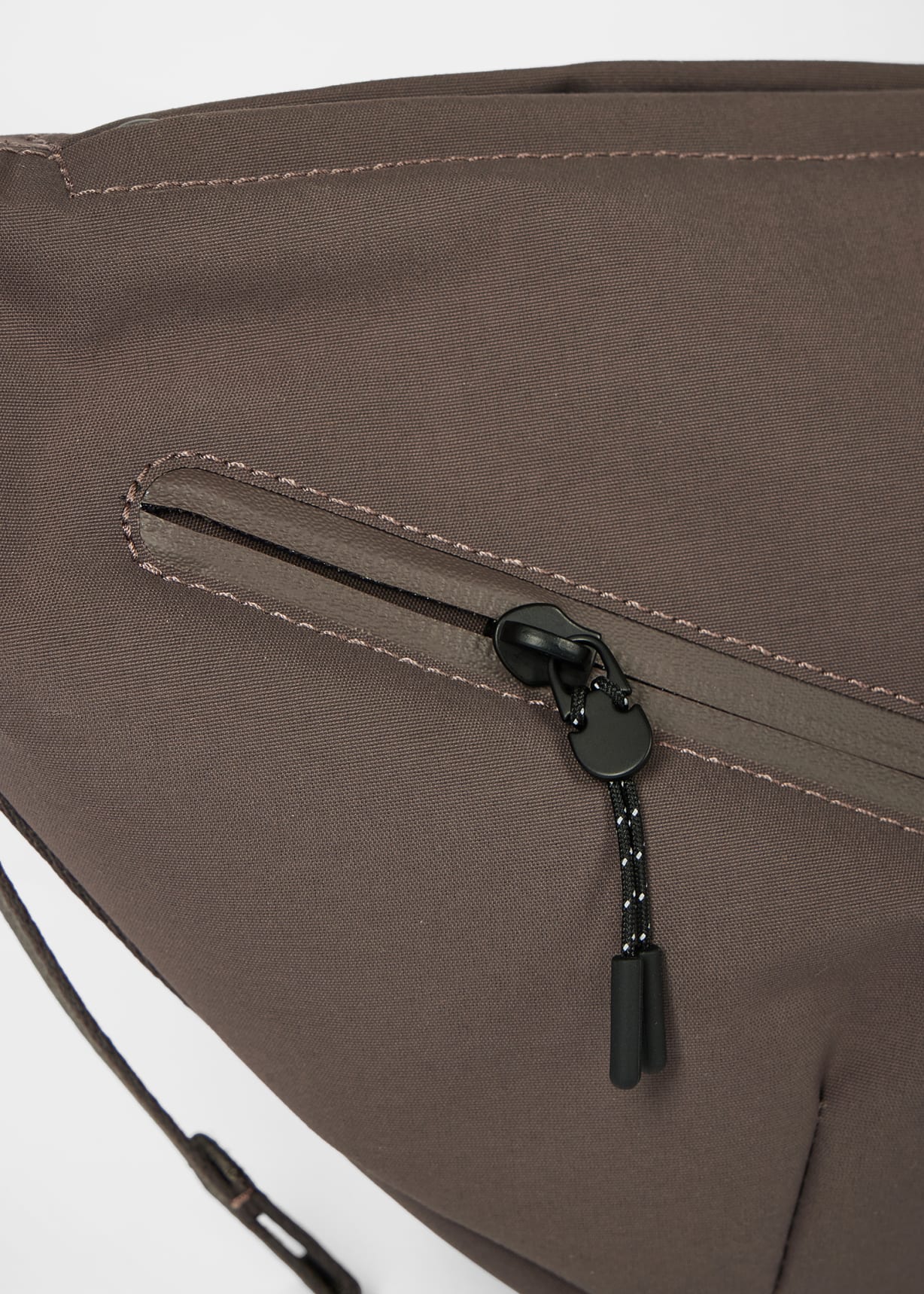 Mauve Nylon Sling Cross Body Bag with Leather Trims