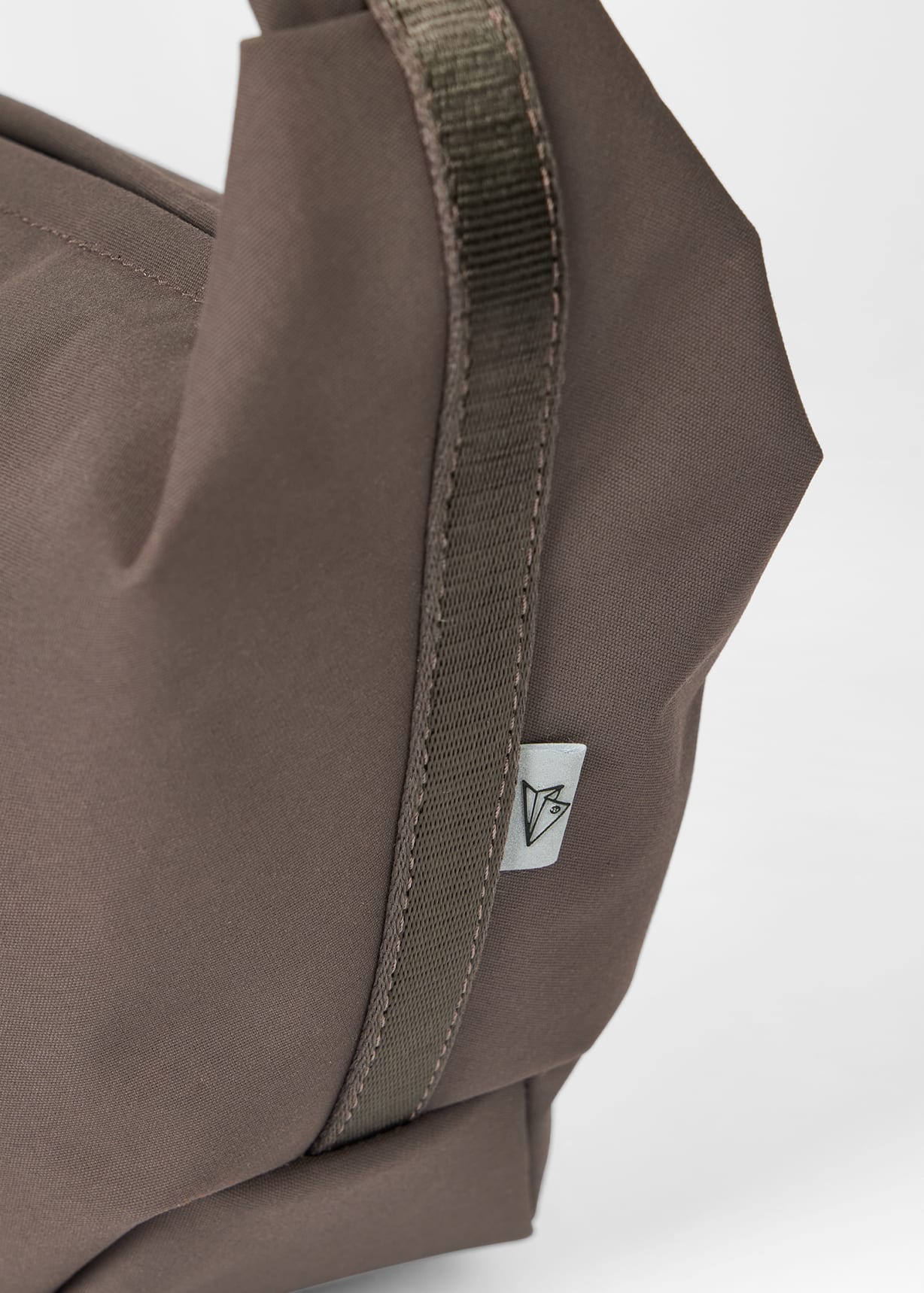 Mauve Nylon Sling Cross Body Bag with Leather Trims
