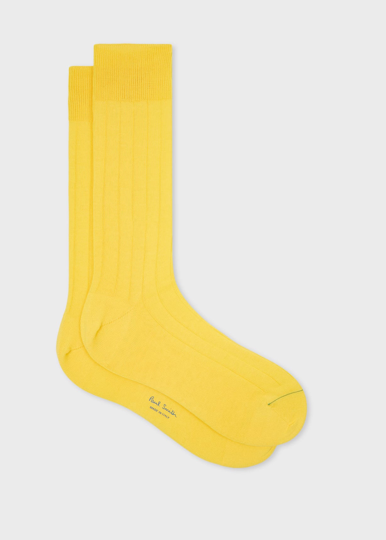 Men's Yellow Ribbed Cotton-Blend Socks
