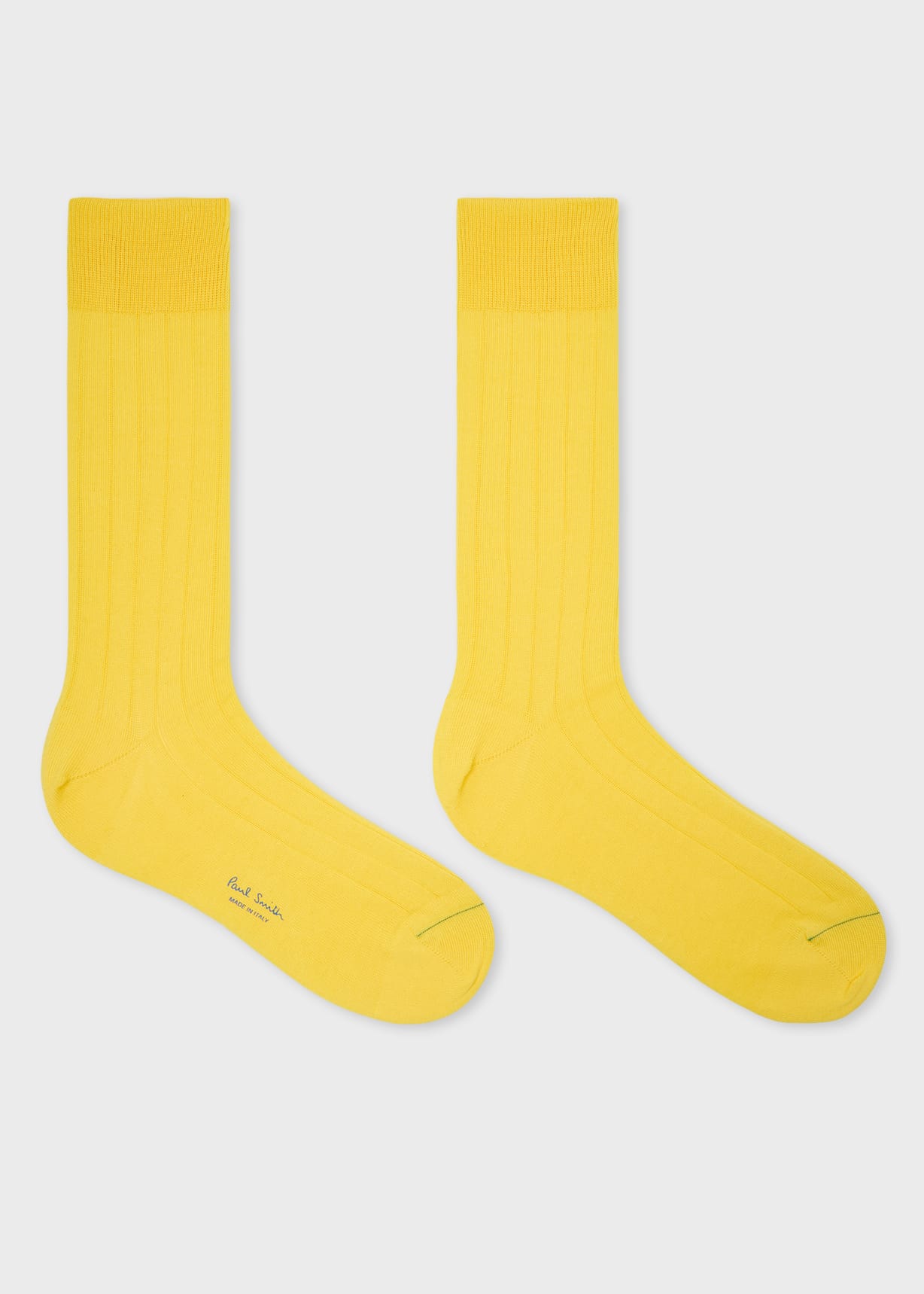 Men's Yellow Ribbed Cotton-Blend Socks