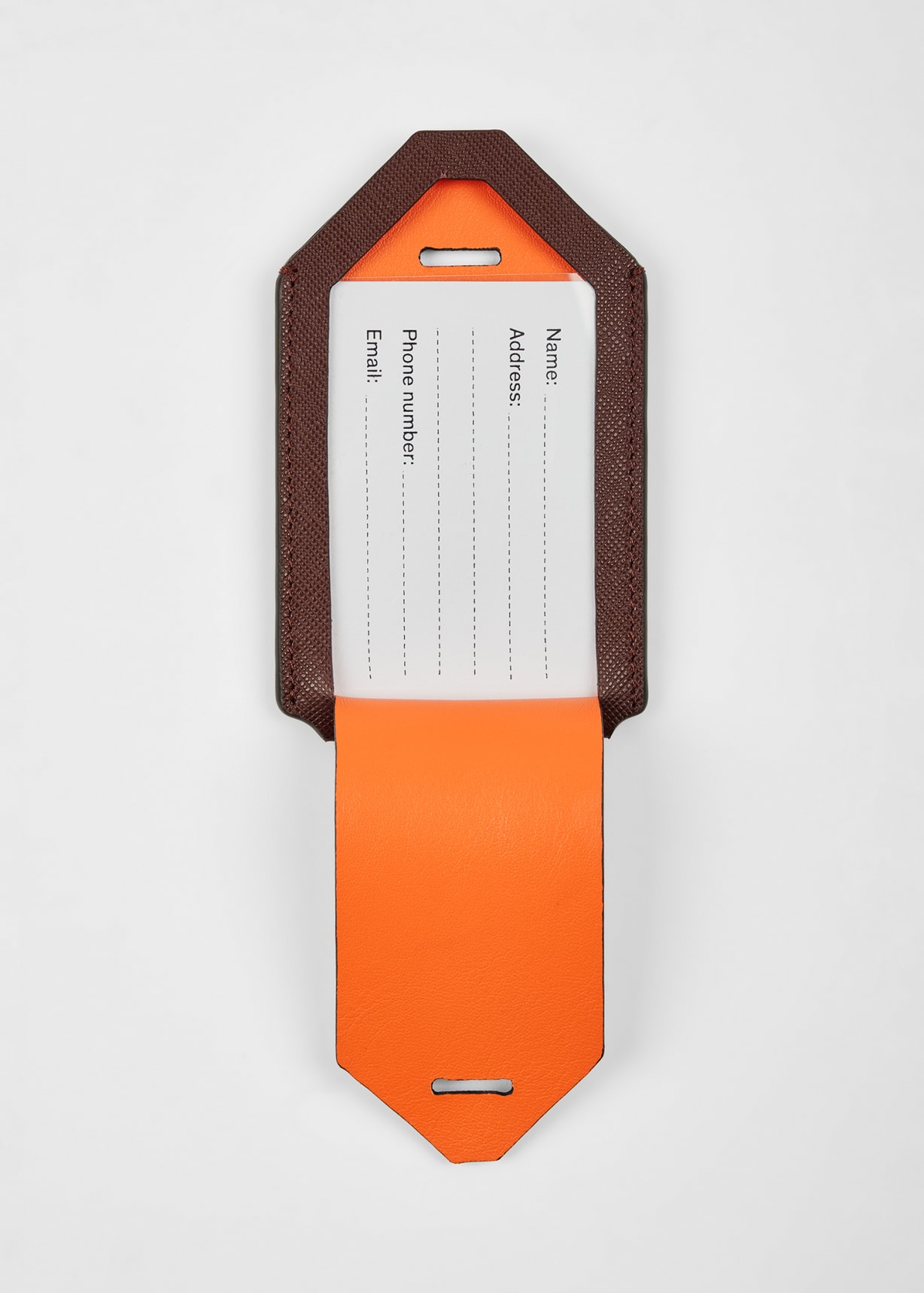 Dark Brown Leather Luggage Tag Paul Smith