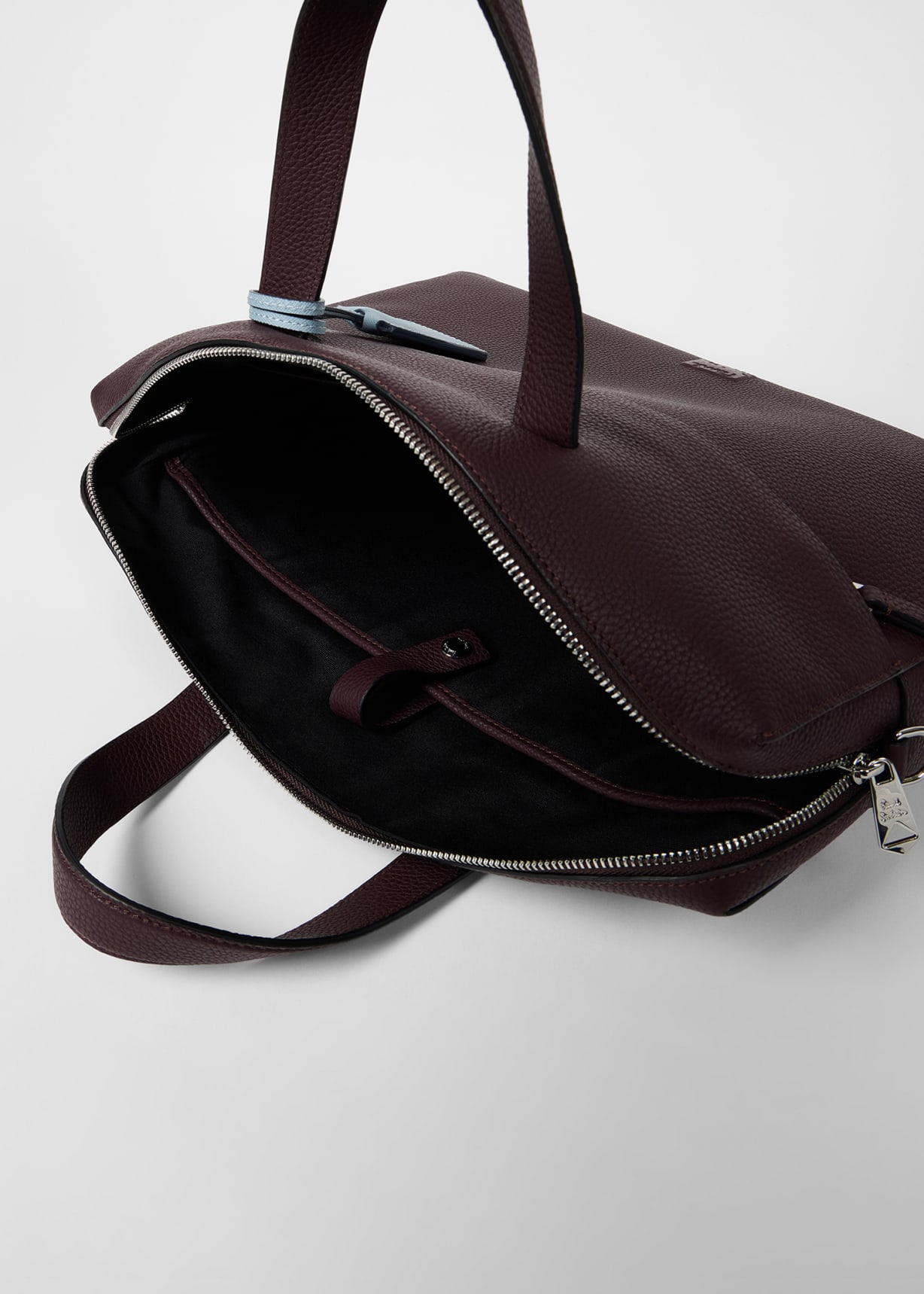 Burgundy Leather Double-Zip Folio