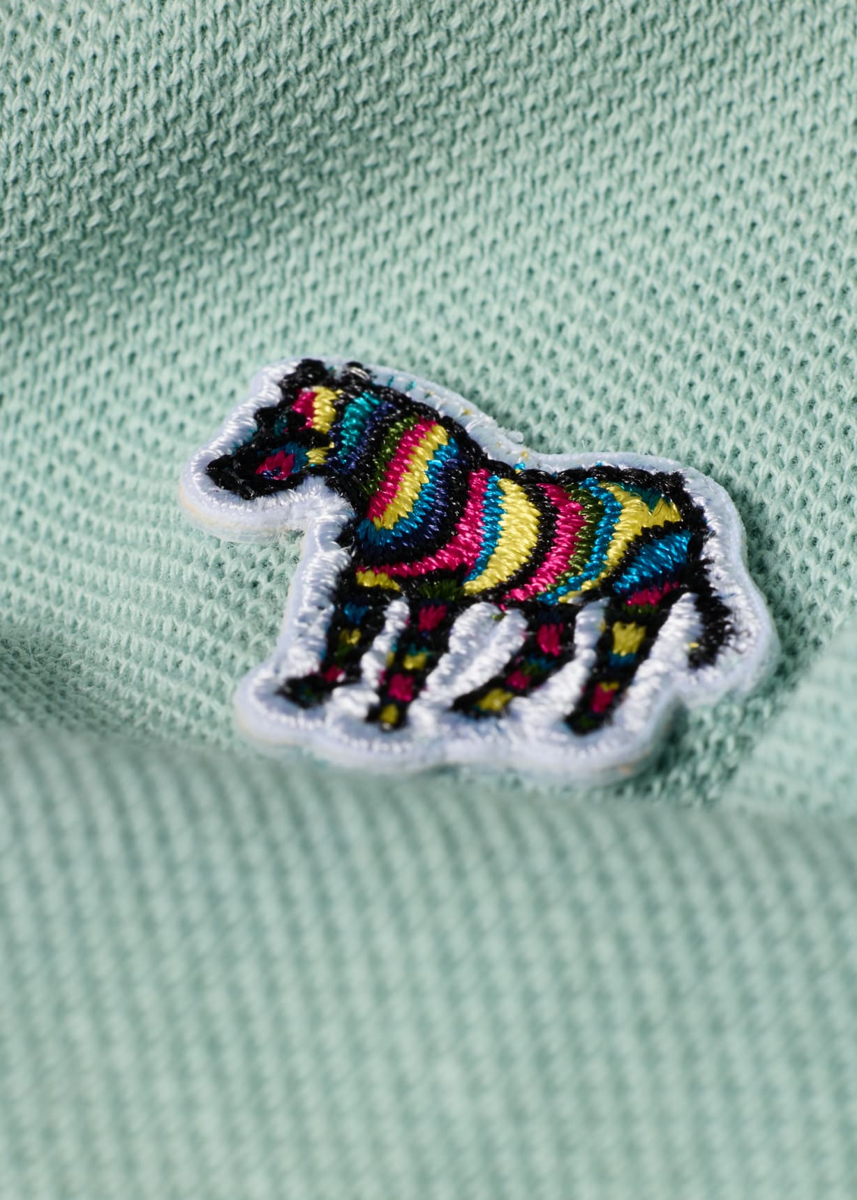 Men's Mint Green Organic Cotton Zebra Polo Shirt
