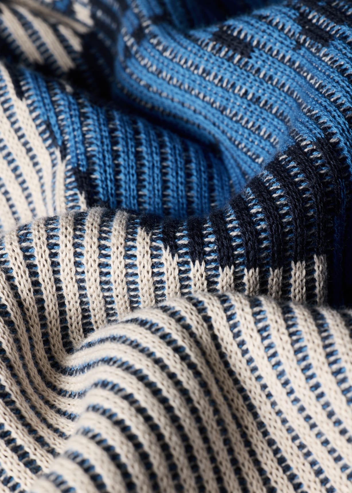 Men's Grey and Blue 'Zine Floral' Cotton Sweater