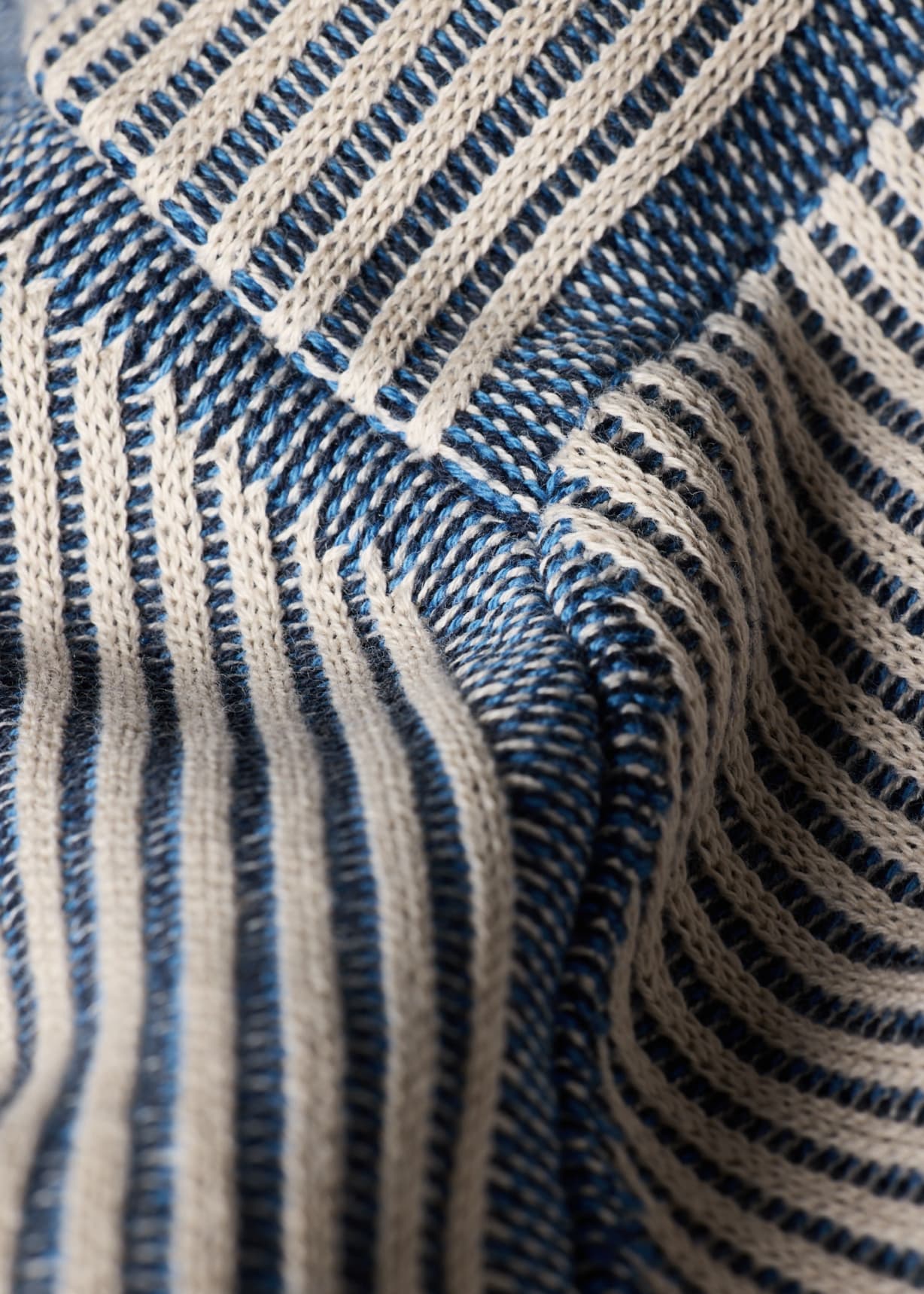 Men's Grey and Blue 'Zine Floral' Cotton Sweater