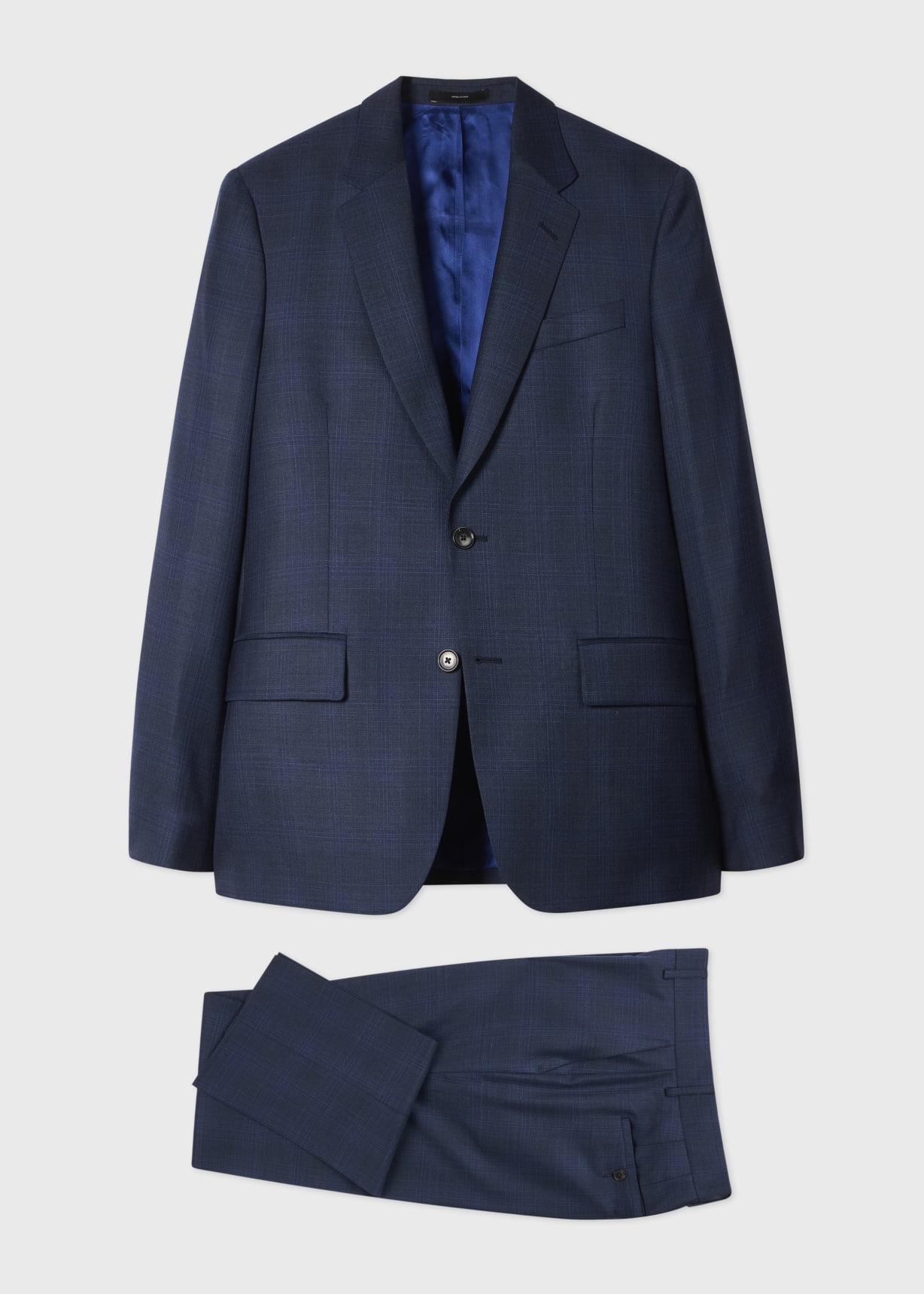 Men's Navy Superfine Merino Wool Check Suit