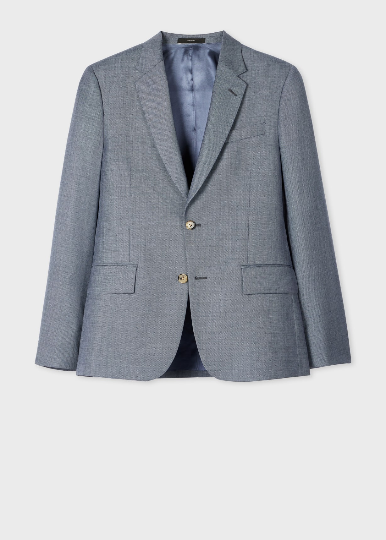 Men's Tailored-Fit Light Blue Sharkskin Wool Suit