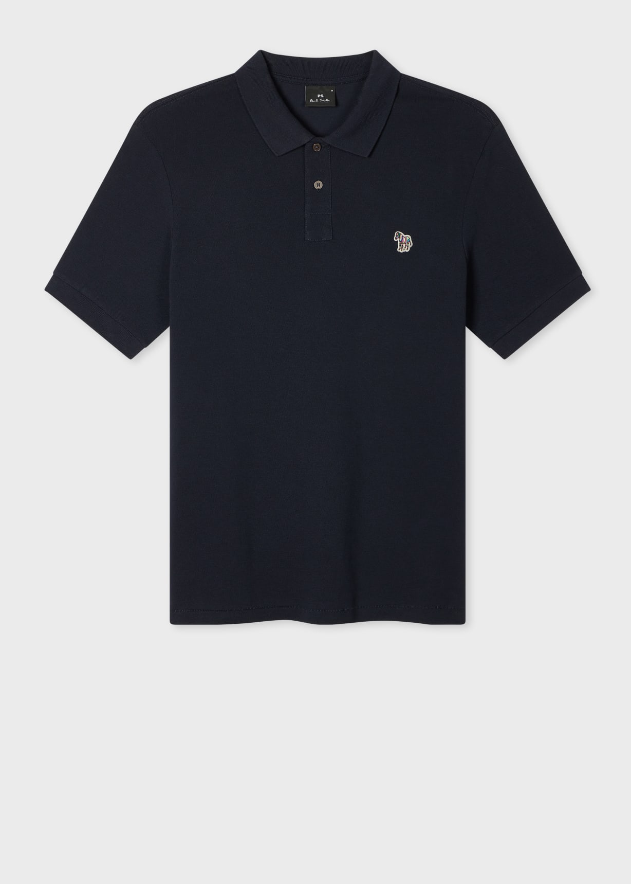 Men's Dark Navy Cotton-Piqué Zebra Logo Polo Shirt