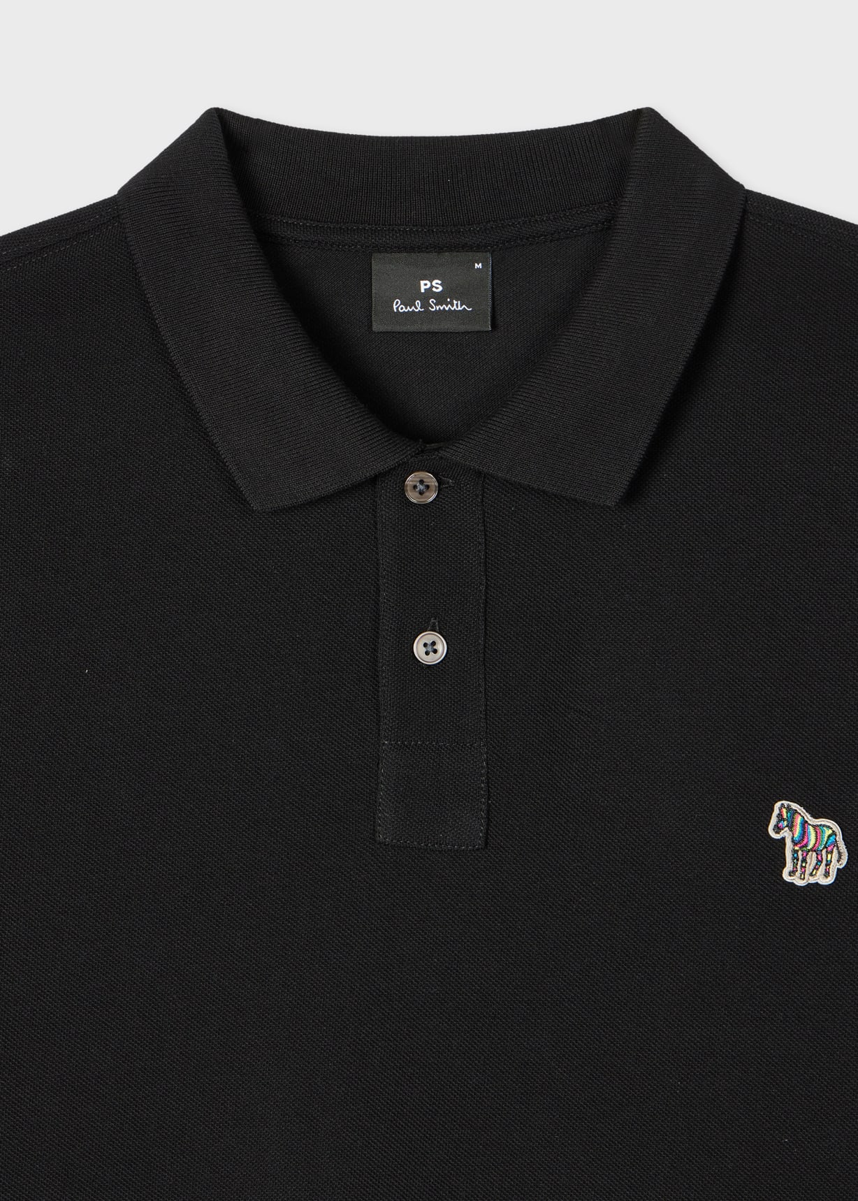 Men's Black Cotton-Piqué Zebra Logo Polo Shirt
