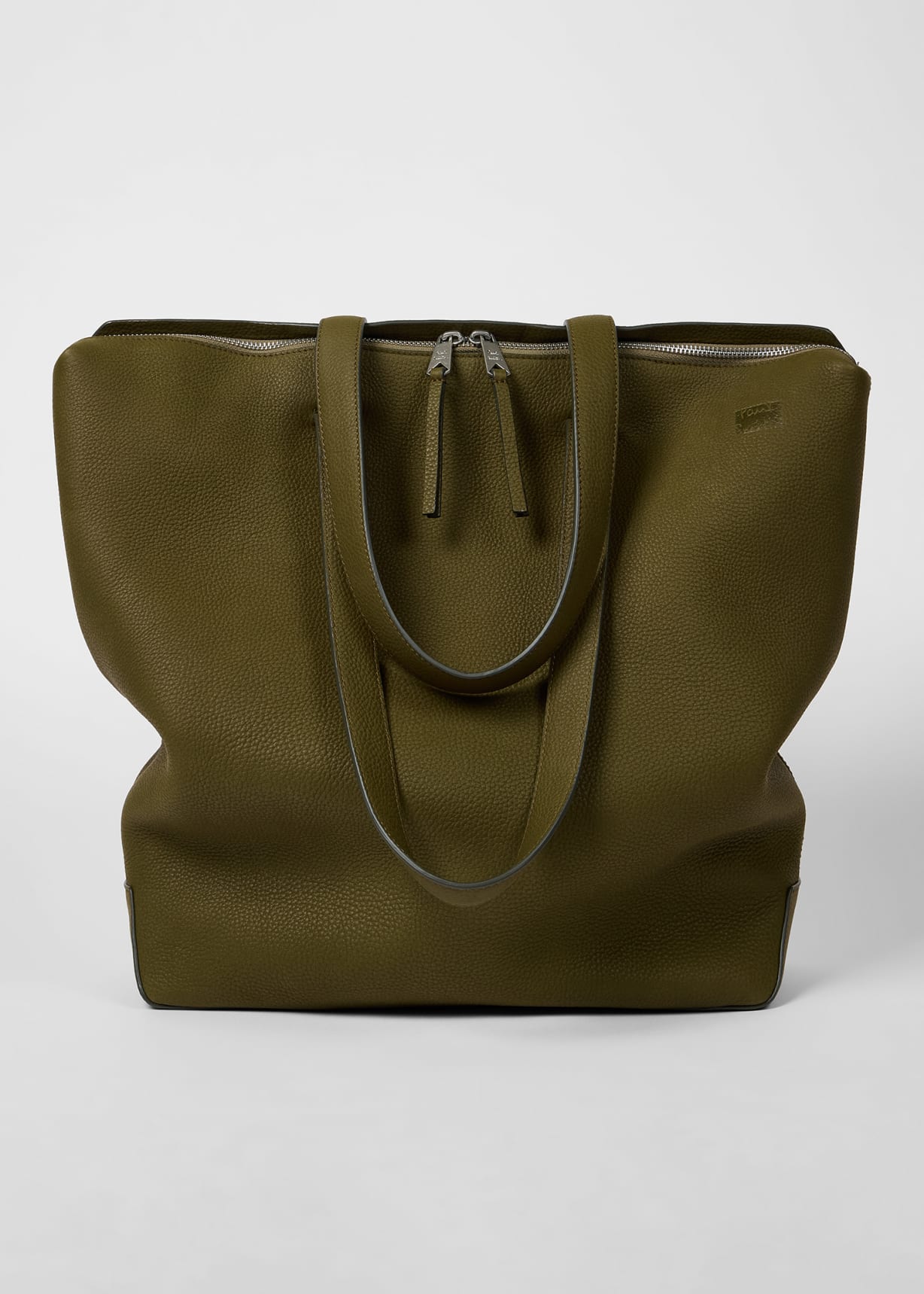 Men's Khaki Leather Tote Bag