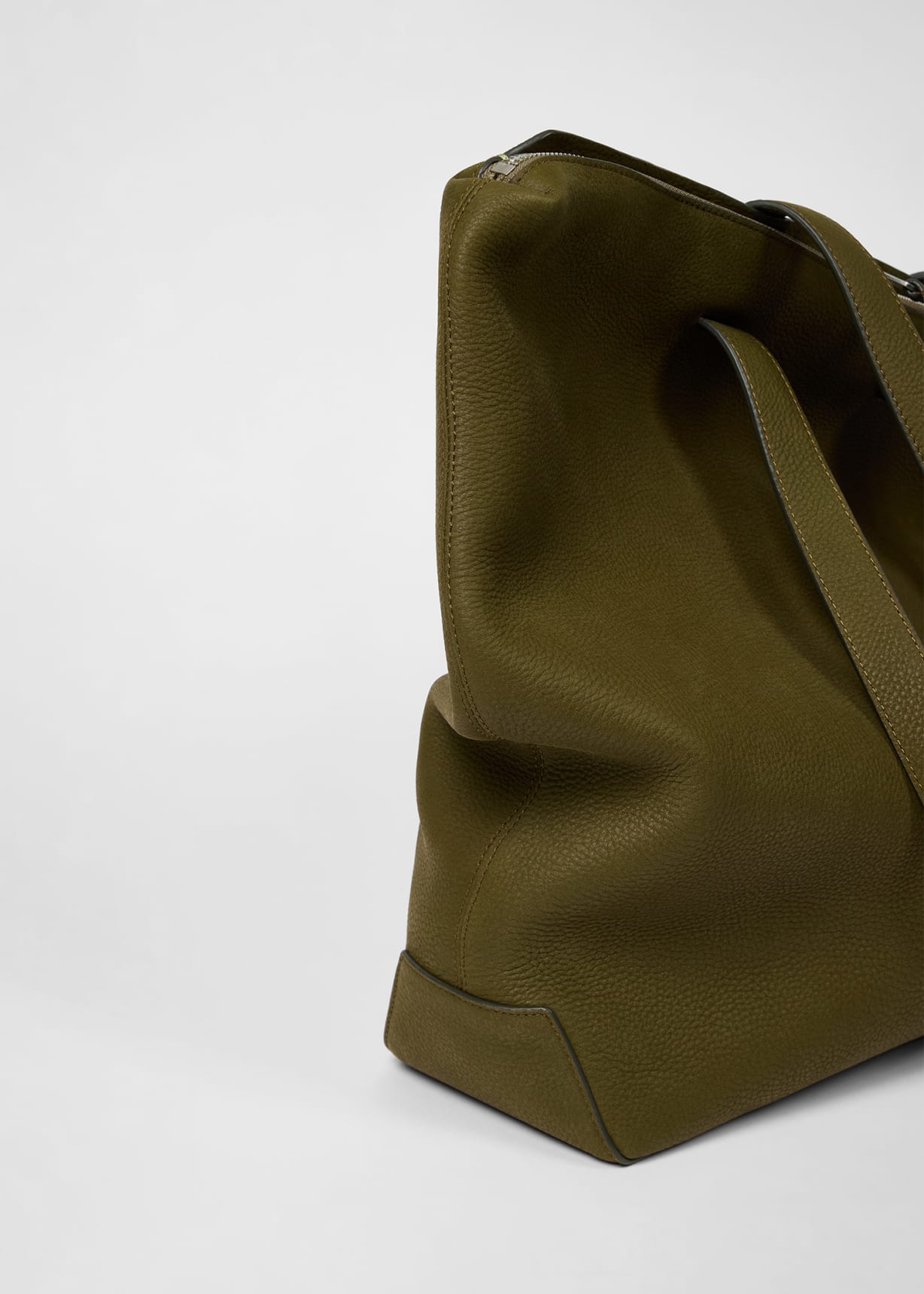 Men's Khaki Leather Tote Bag