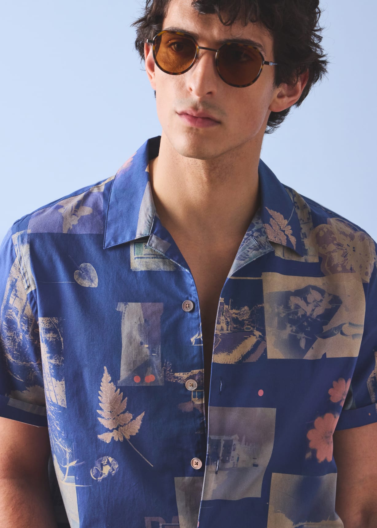 Men's Blue 'Scrapbook' Print Shirt