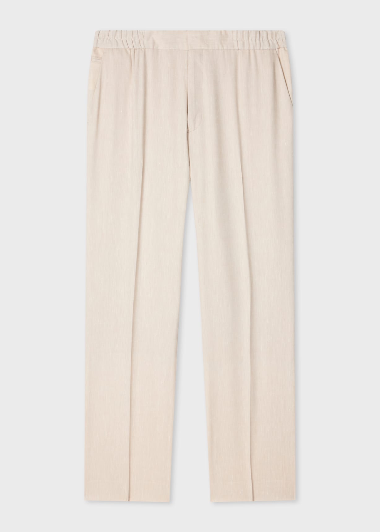 Men's Ivory Linen and Tropical Wool Blend Elasticated Trousers