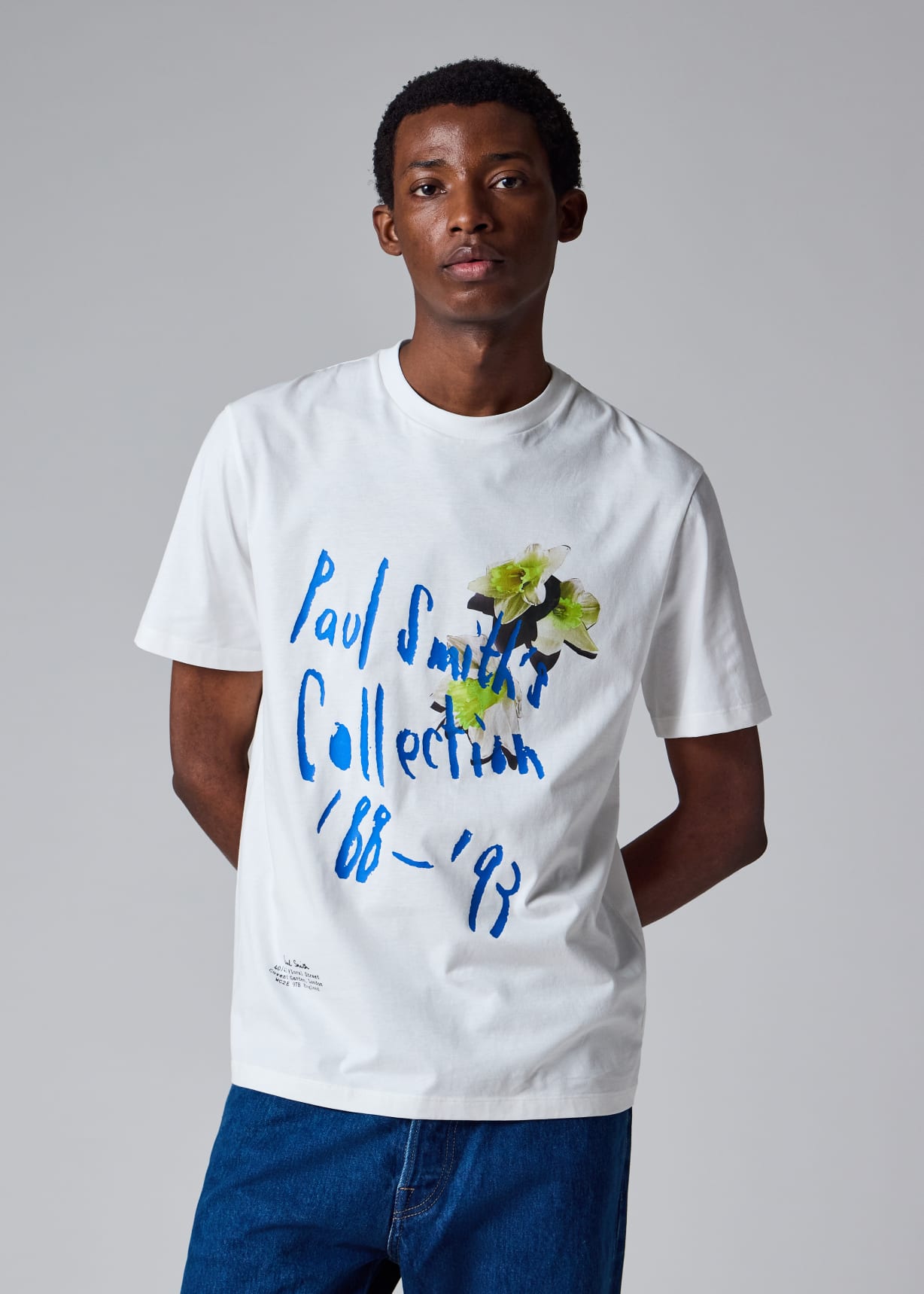 トップス 00s archive Paul Smith graphic long tee Men's White 'Collection 88-93' Print T-Shirt