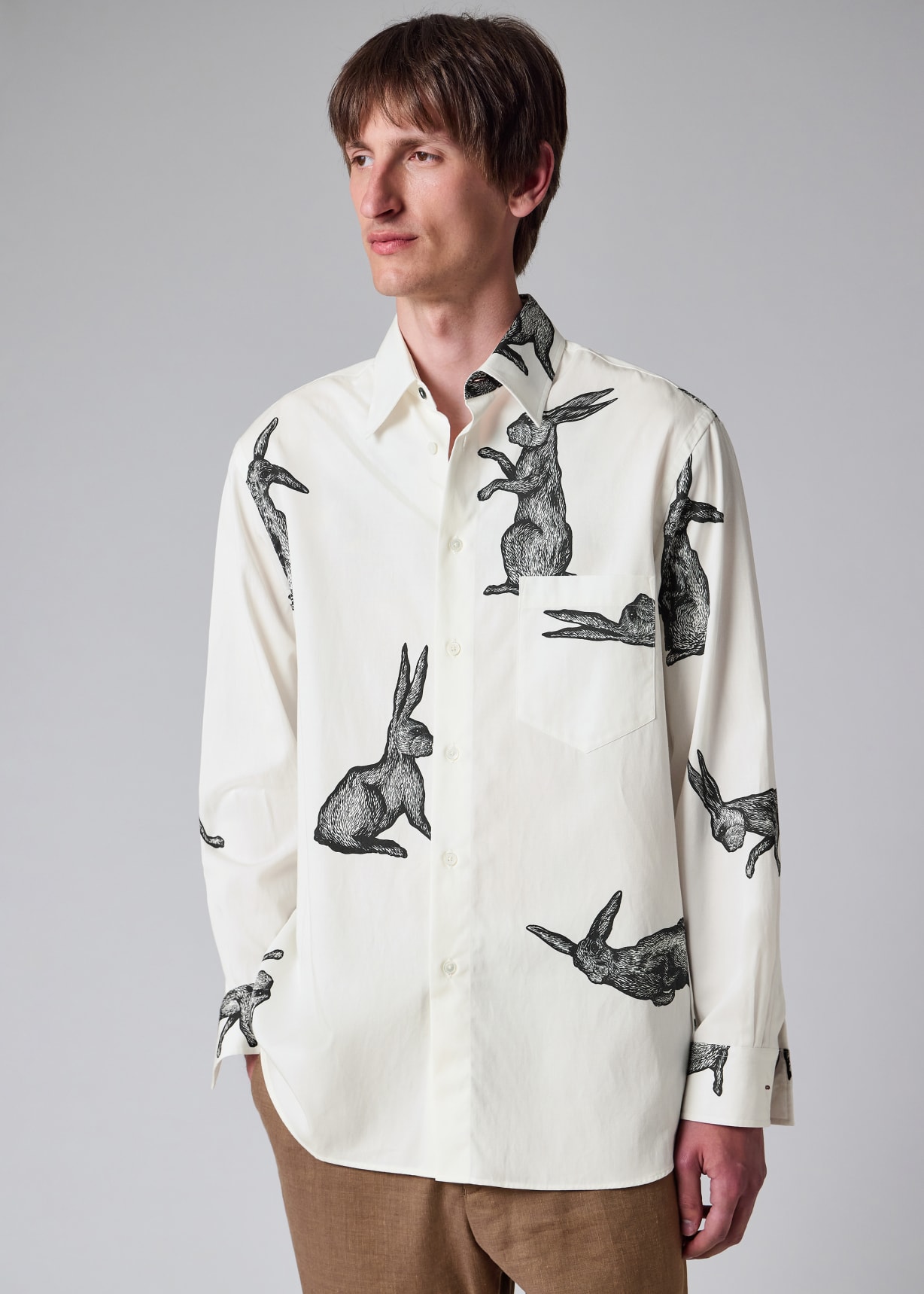 Men's White 'Rabbit' Print Shirt