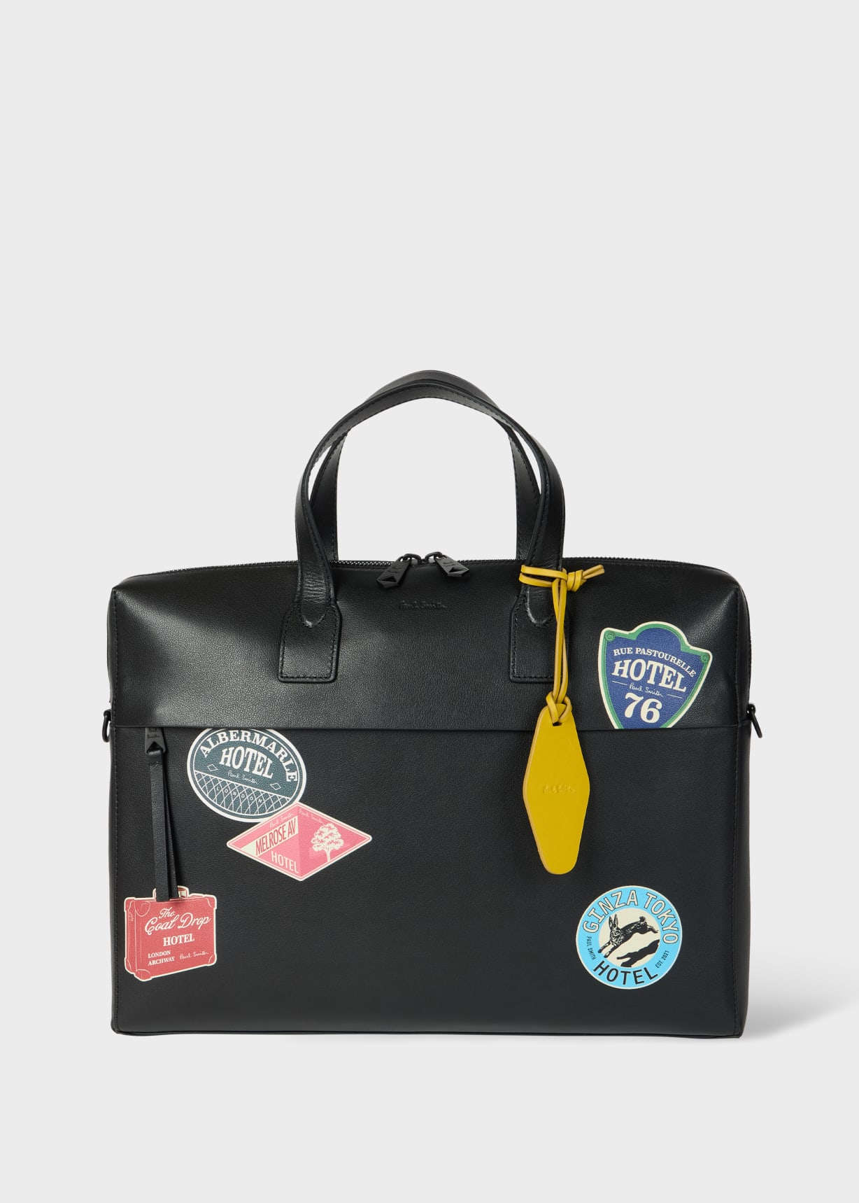 Black 'Hotel Stickers' Leather Folio
