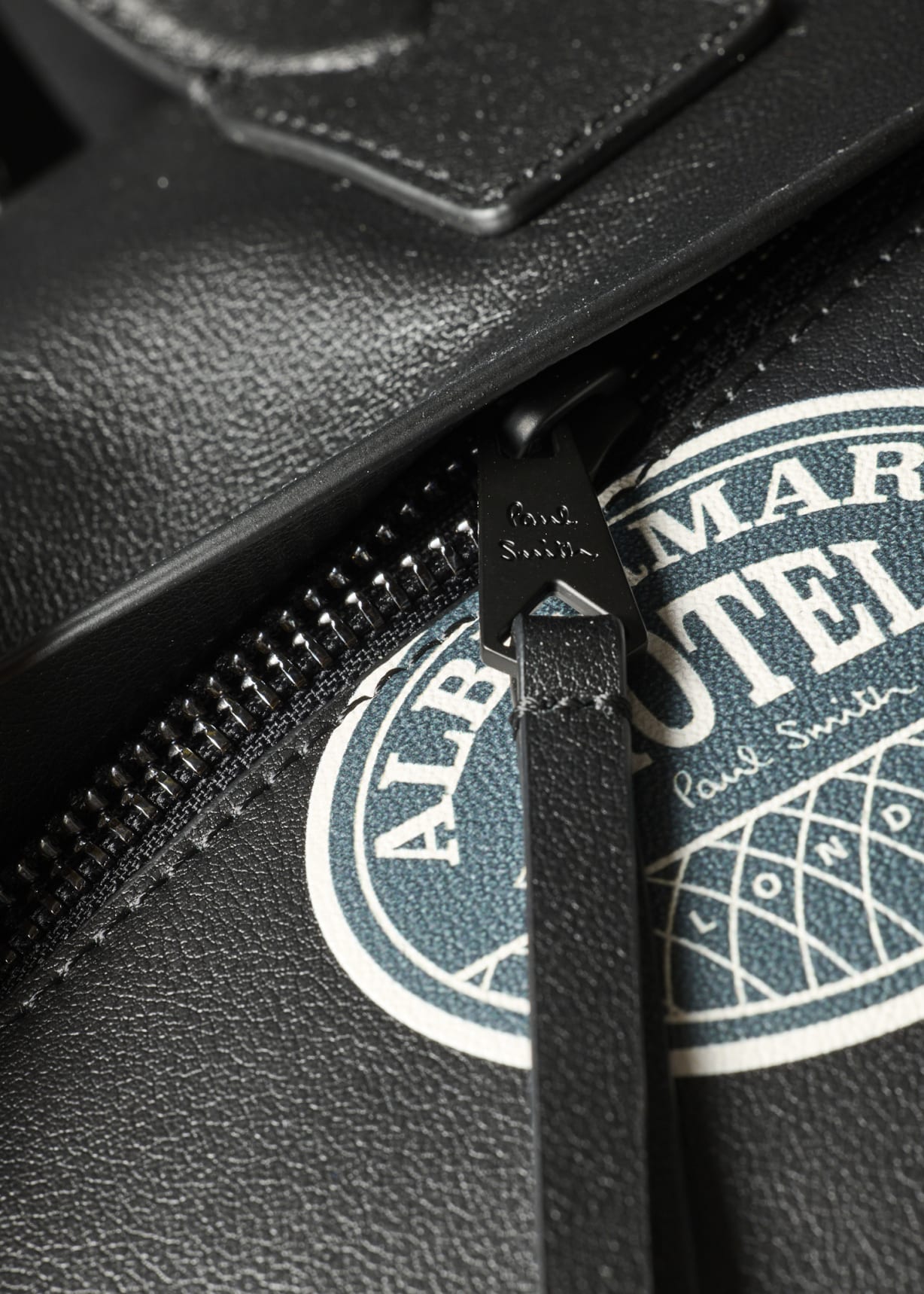 Black 'Hotel Stickers' Leather Folio