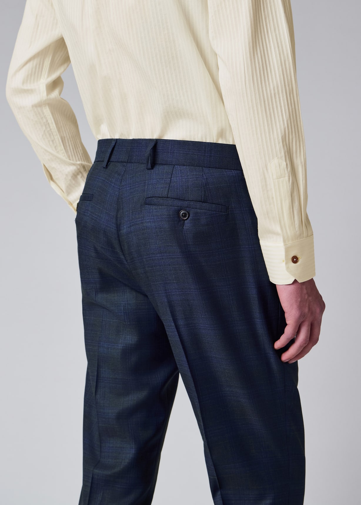 Men's Navy Superfine Merino Wool Check Suit