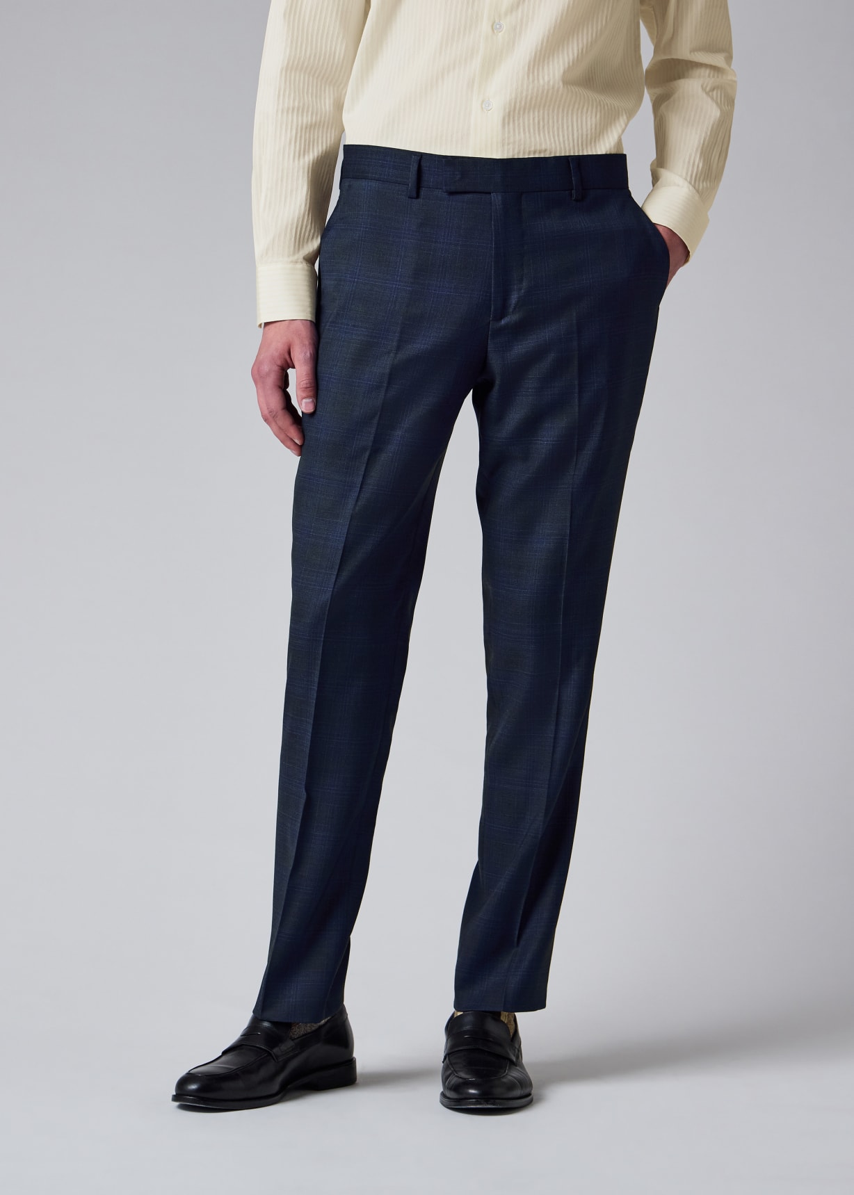 Men's Navy Superfine Merino Wool Check Suit