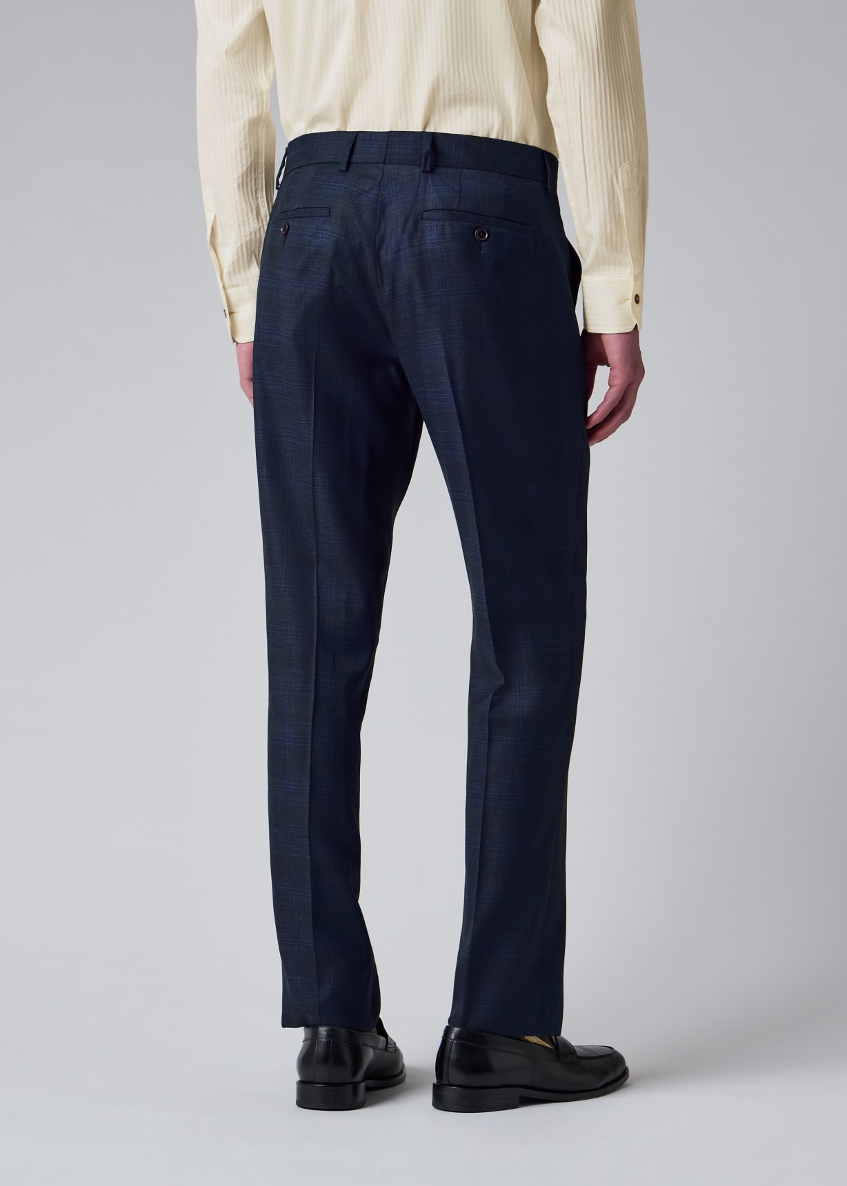 Men's Navy Superfine Merino Wool Check Suit