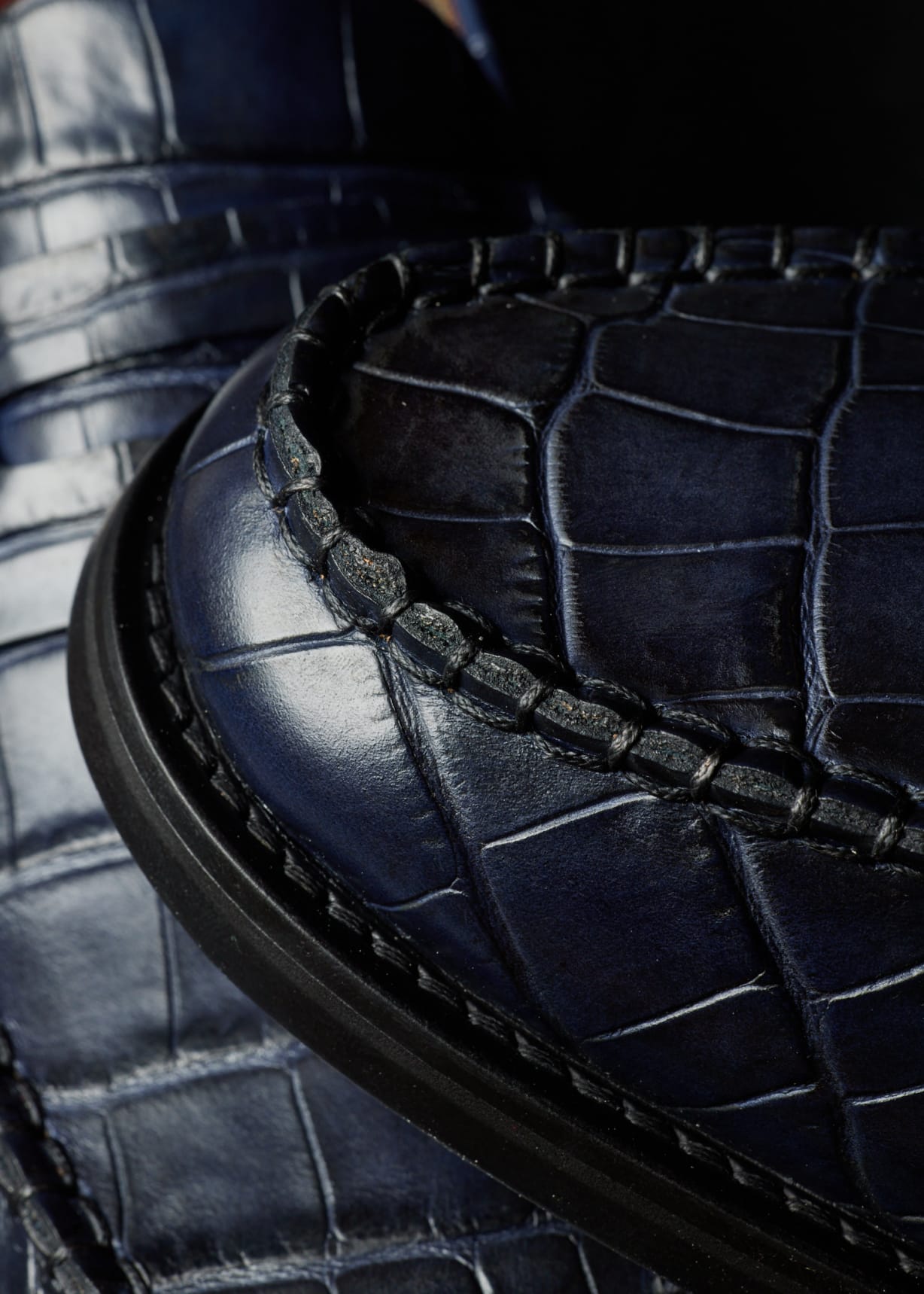 Men's Navy Croc-Emboss 'Rialto' Loafers