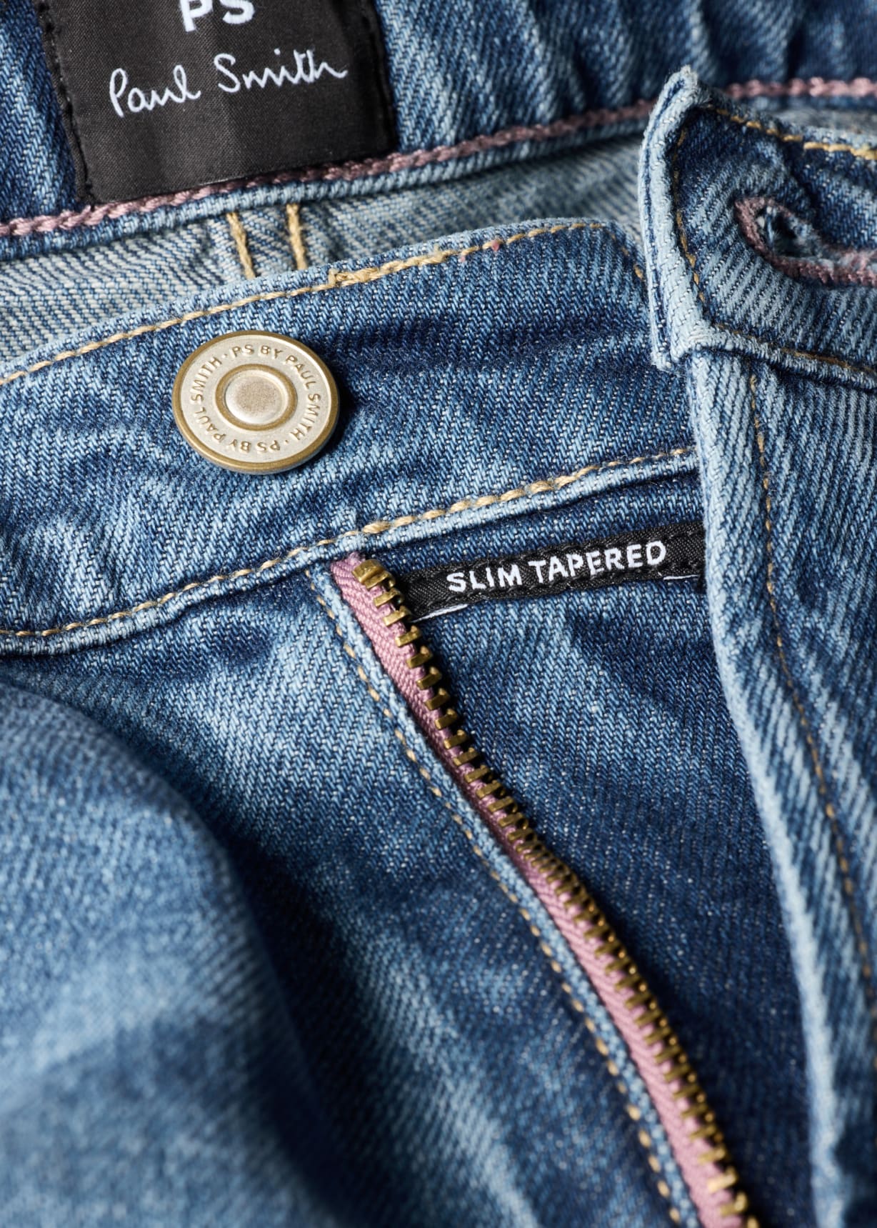Men's Slim Tapered-Fit Mid-Wash 'Blue Black Stretch' Jeans