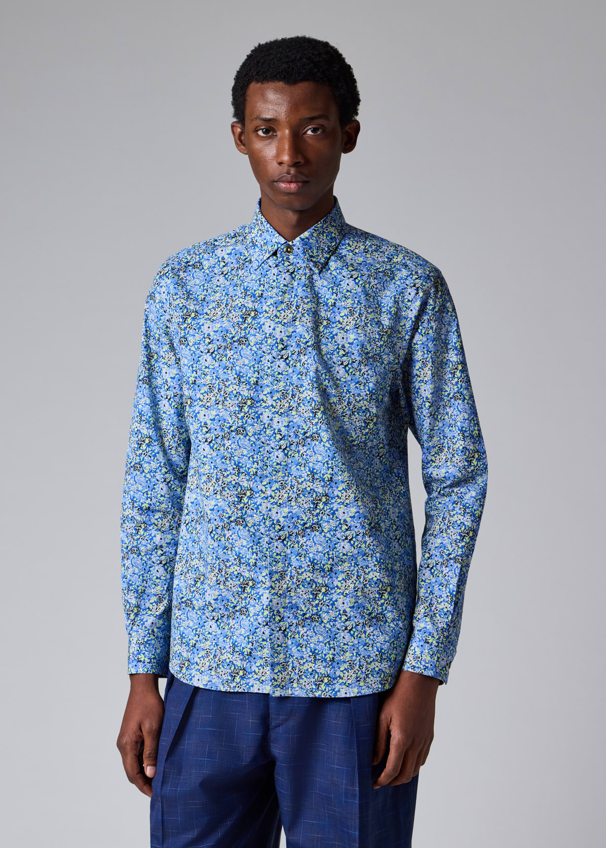 blue floral dress shirt Paul Smith Slim-Fit 'Lime Floral' Print Made in Italy from dress_length::Knee Length ELENI VELVET SEQUIN MINI Shoes Width:W