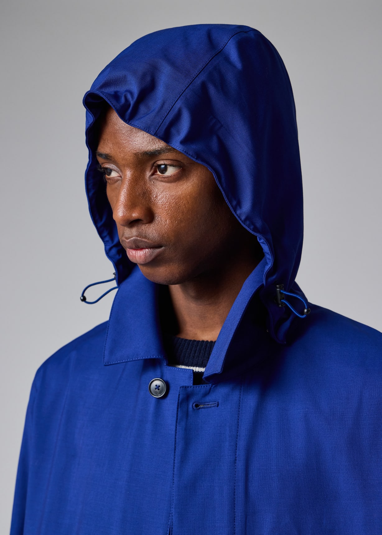 Men's Cobalt Blue 'Storm System' 3-Layer Hooded Mac