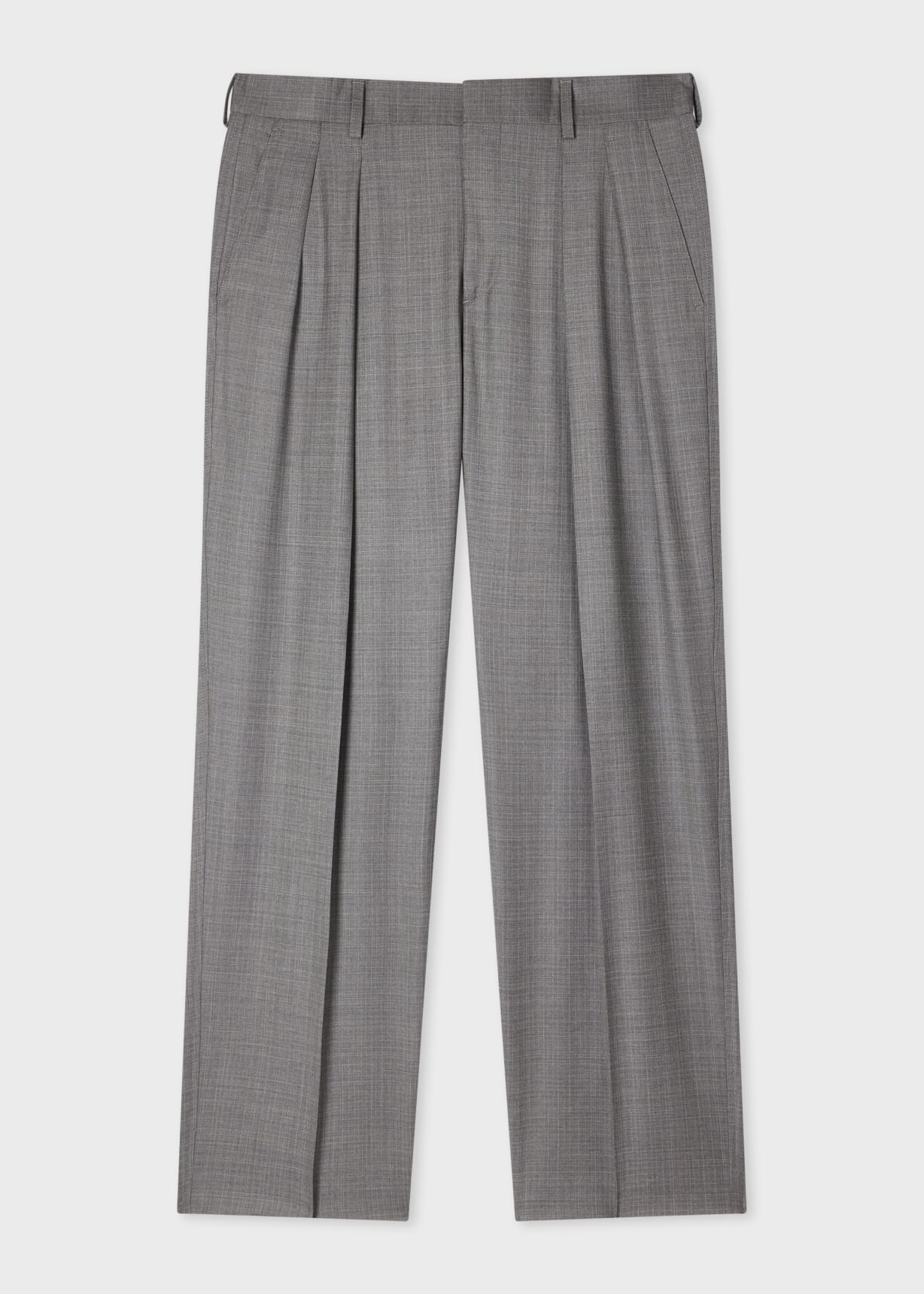 Men's Grey Superfine Merino Wool Pleated Trousers